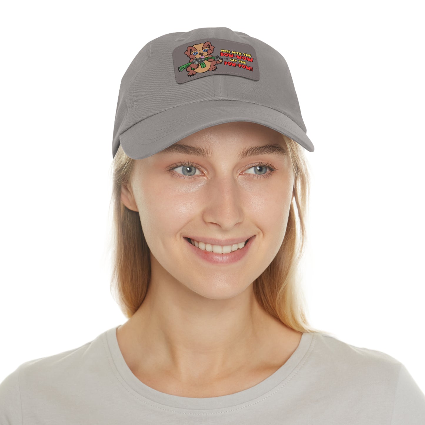 Bow-Wow/Pow-Pow! Dad Hat with Leather Patch (Rectangle)