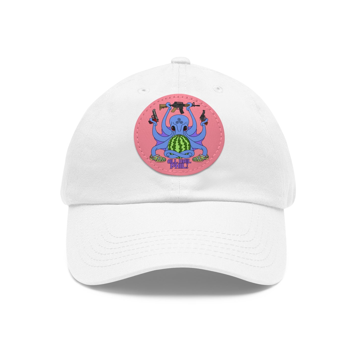 All Hail Phil! (clr) Dad Hat with Leather Patch (Round)