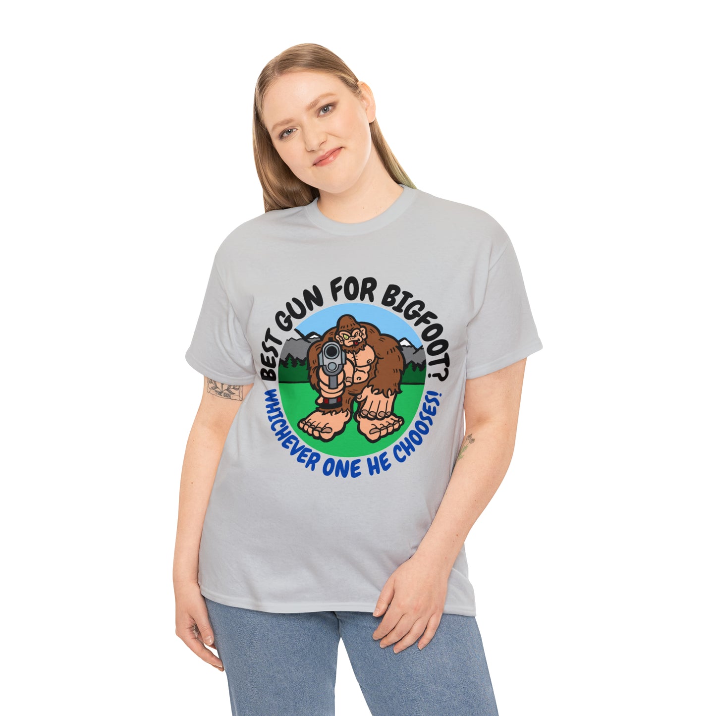 Best Gun for Bigfoot Unisex Heavy Cotton Tee