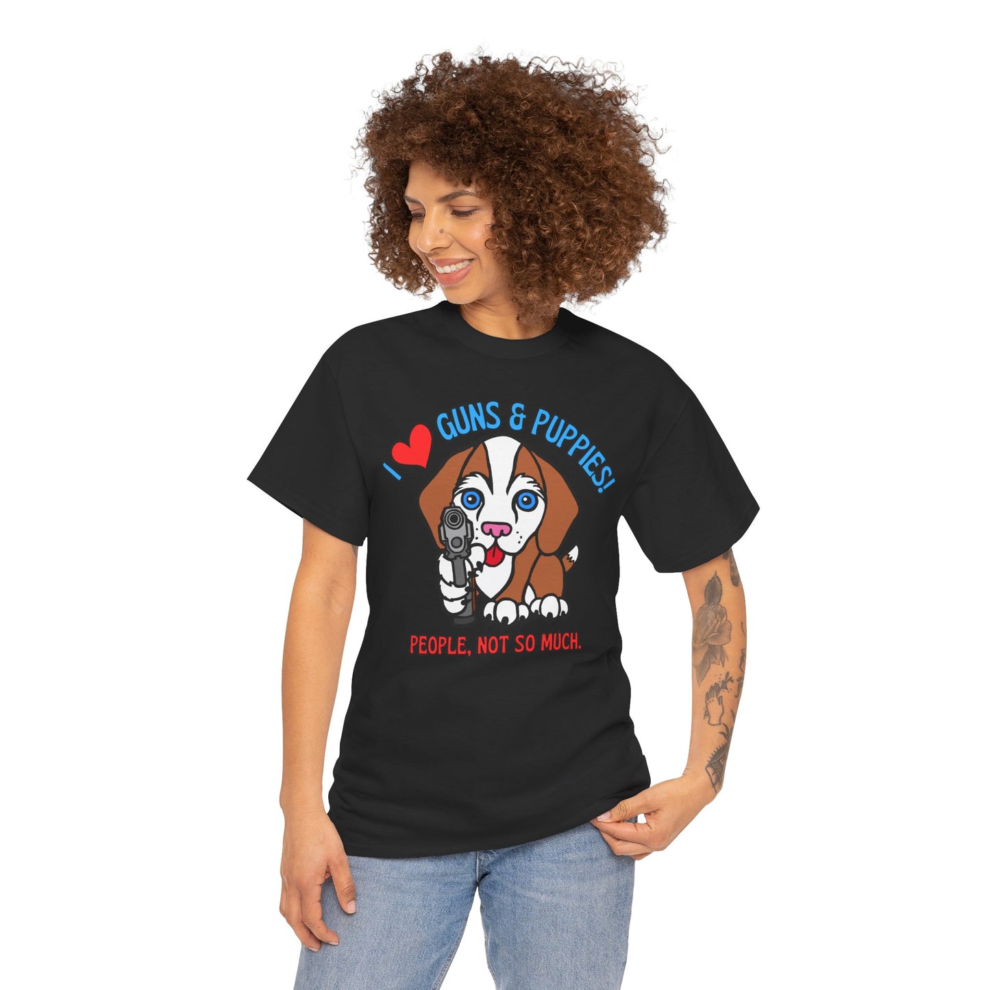 Guns & Puppies! Unisex Heavy Cotton Tee