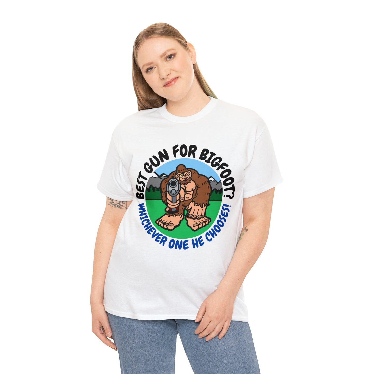 Best Gun for Bigfoot Unisex Heavy Cotton Tee