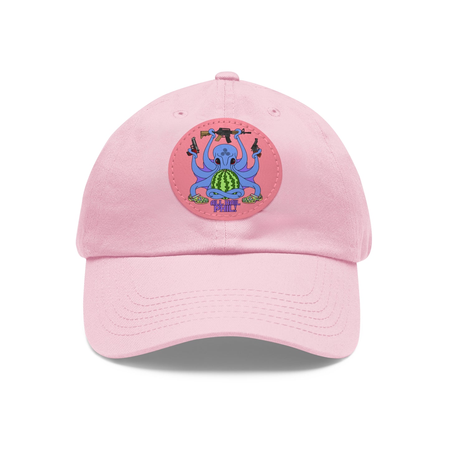 All Hail Phil! (clr) Dad Hat with Leather Patch (Round)