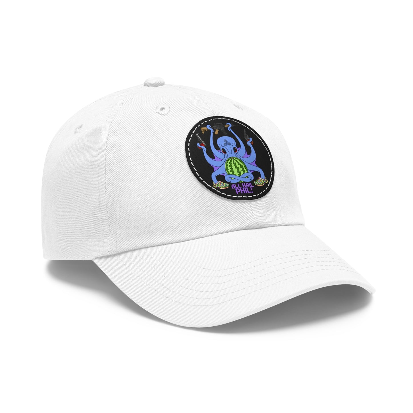 All Hail Phil! (clr) Dad Hat with Leather Patch (Round)