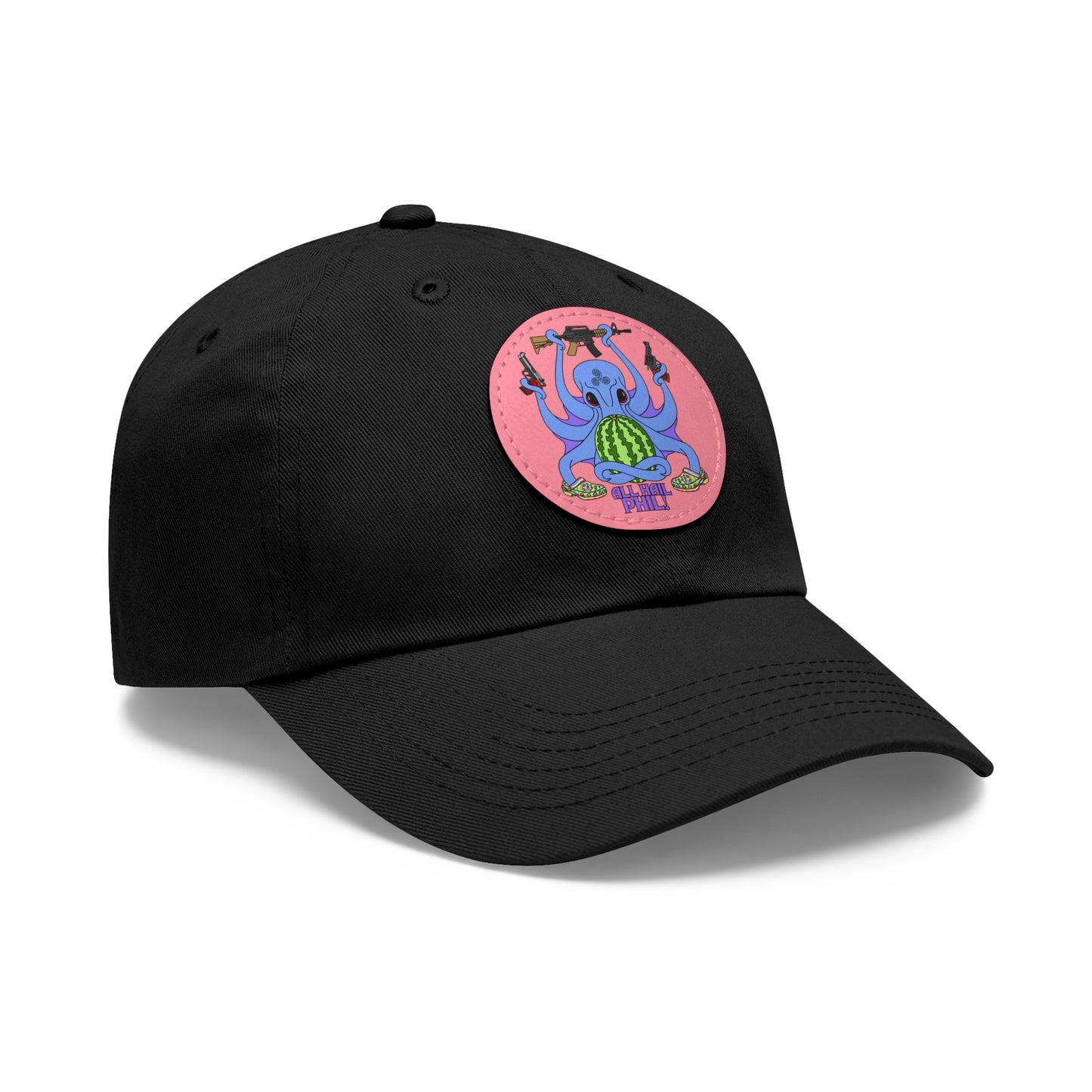 All Hail Phil! (clr) Dad Hat with Leather Patch (Round)