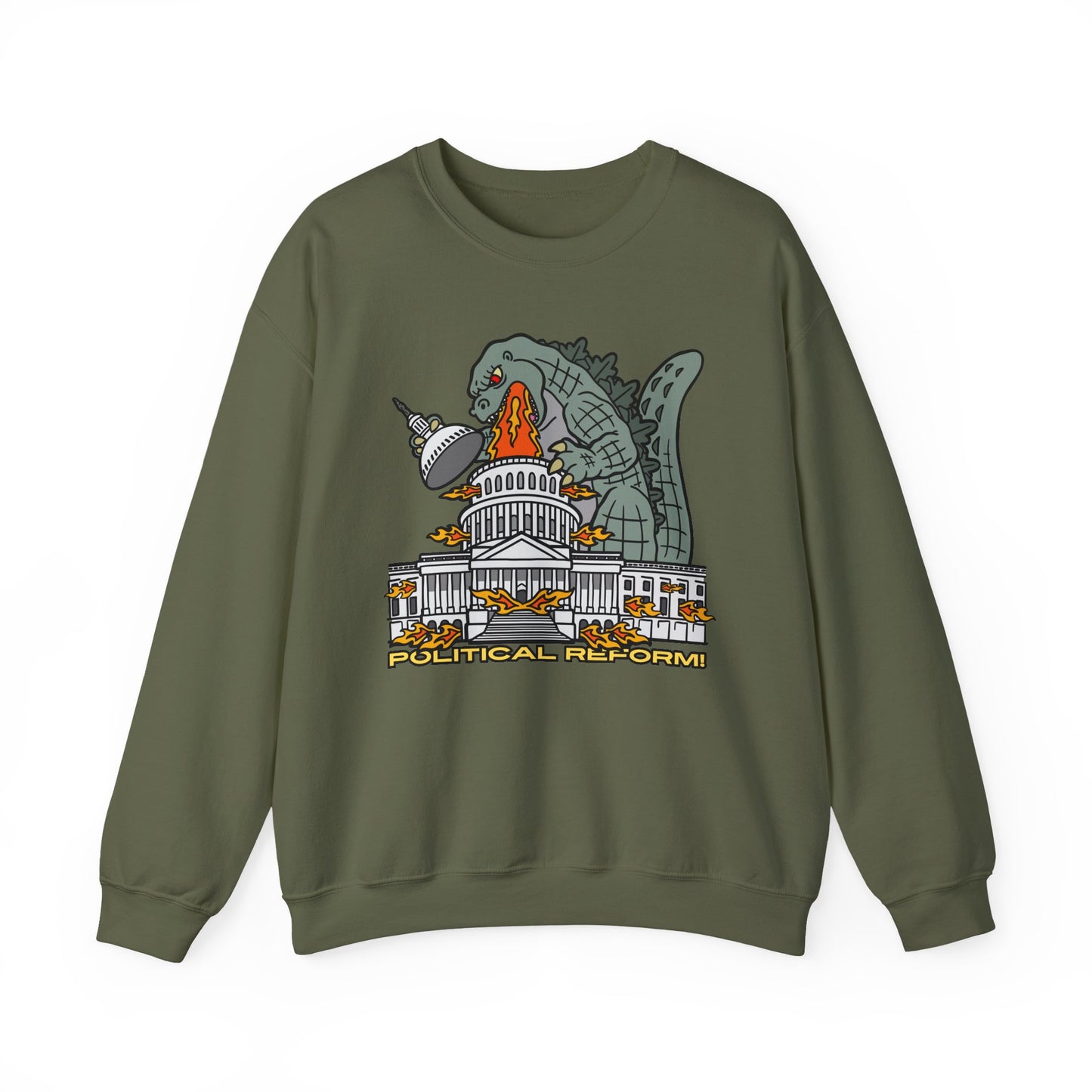 Godzilla Political Reform Sweatshirt | Unisex Heavy Blend Crewneck