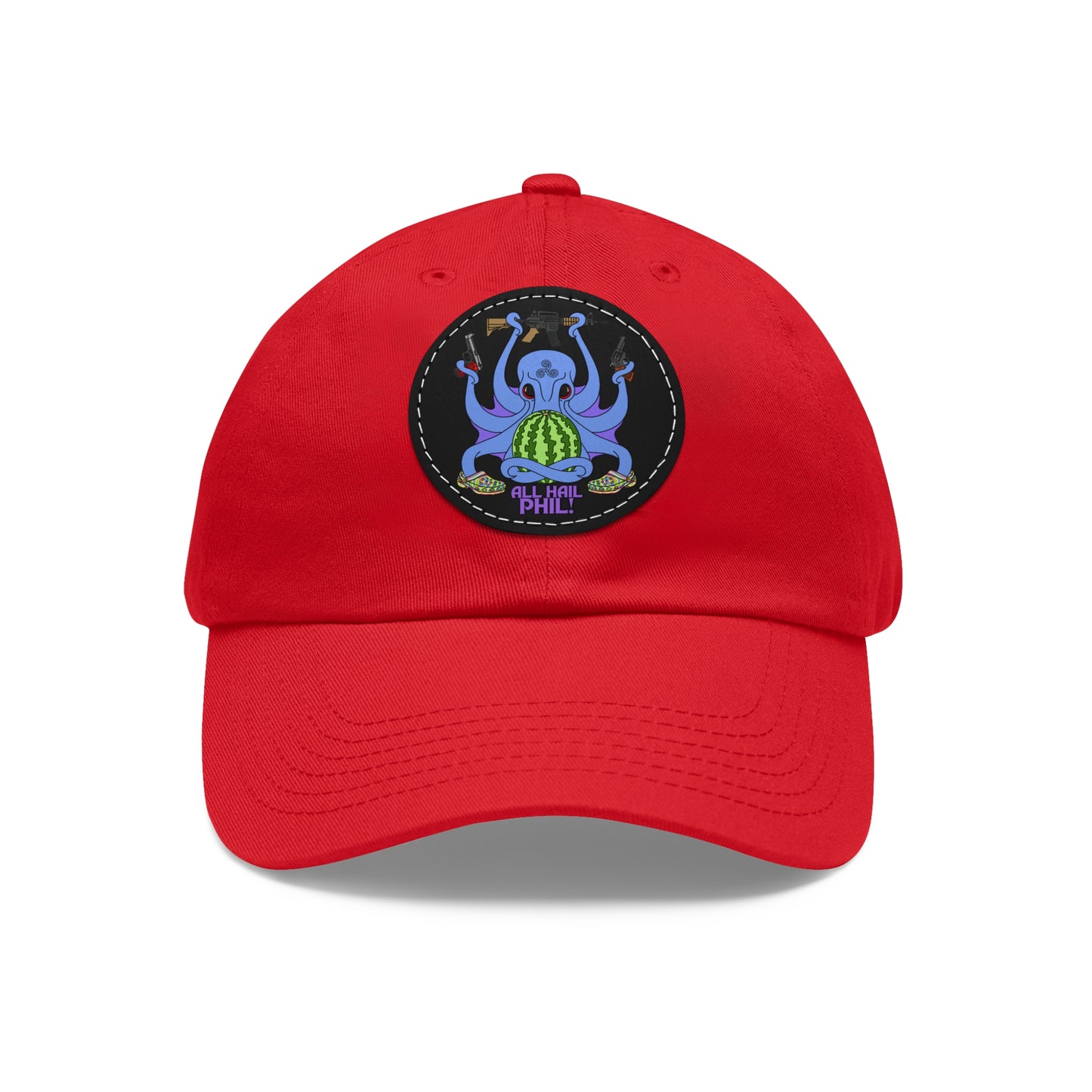 All Hail Phil! (clr) Dad Hat with Leather Patch (Round)