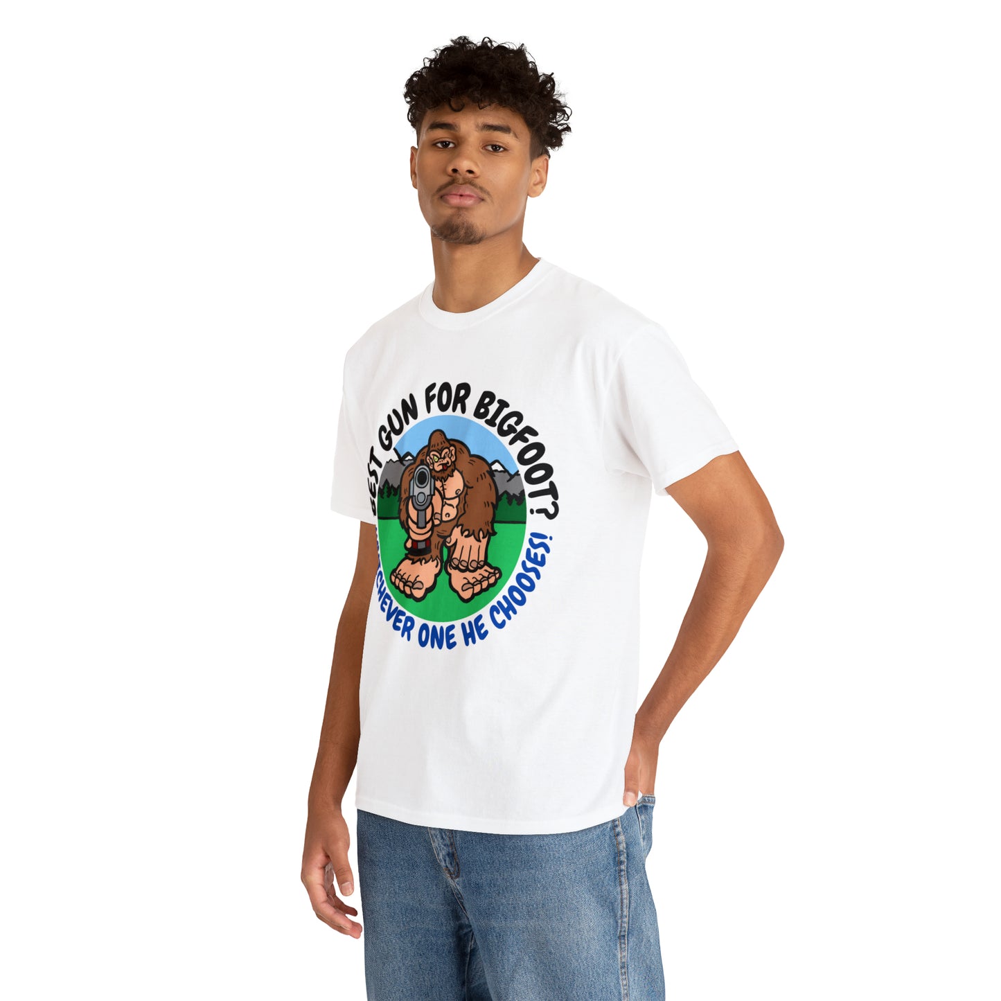 Best Gun for Bigfoot Unisex Heavy Cotton Tee