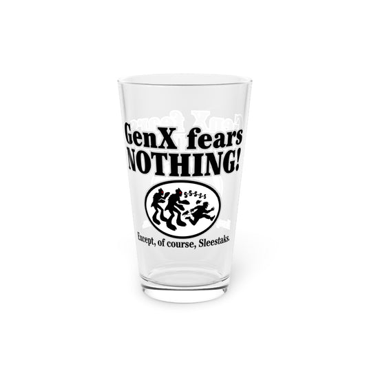 GenX and Sleestaks! Pint Glass, 16oz