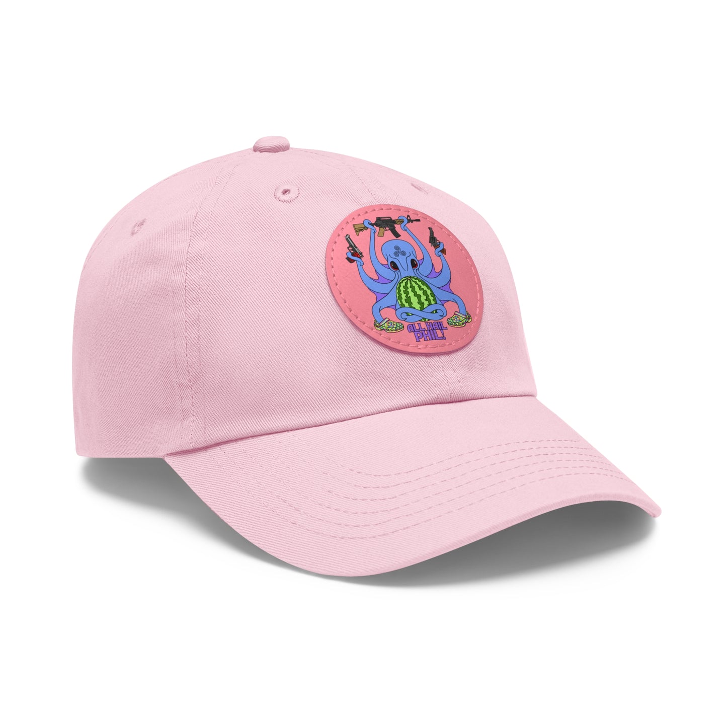 All Hail Phil! (clr) Dad Hat with Leather Patch (Round)