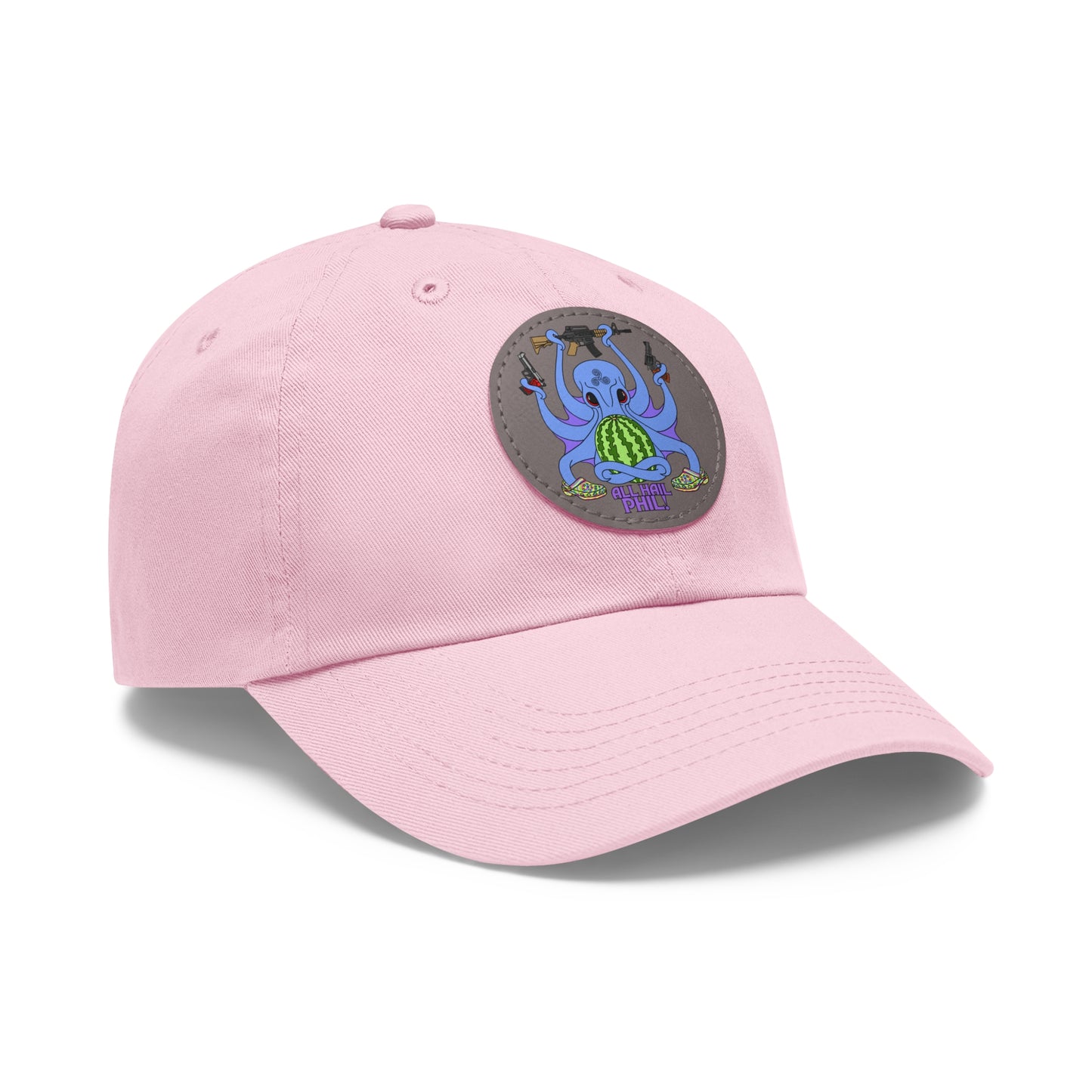 All Hail Phil! (clr) Dad Hat with Leather Patch (Round)