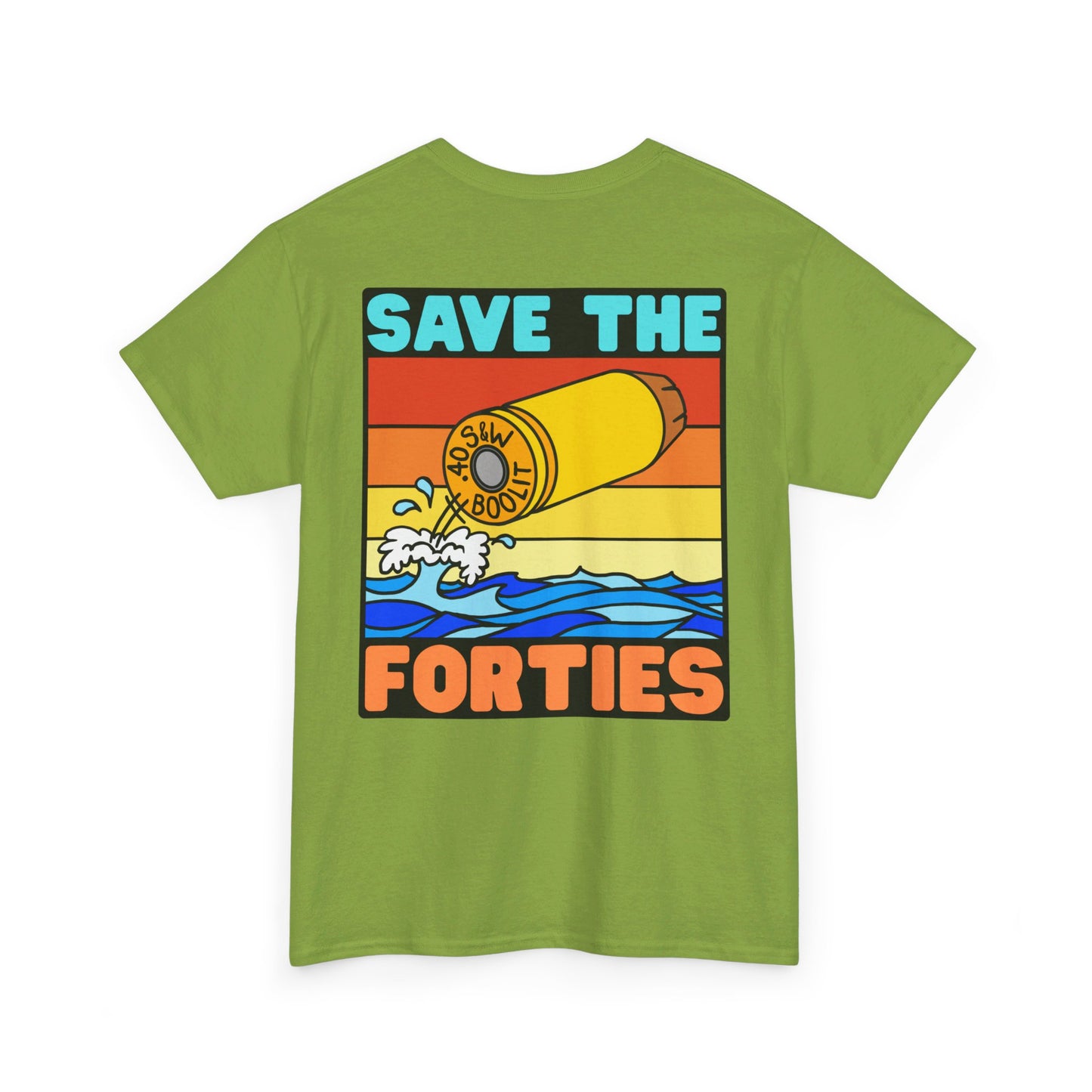 Save the Forties! (Backside Print) Unisex Heavy Cotton Tee