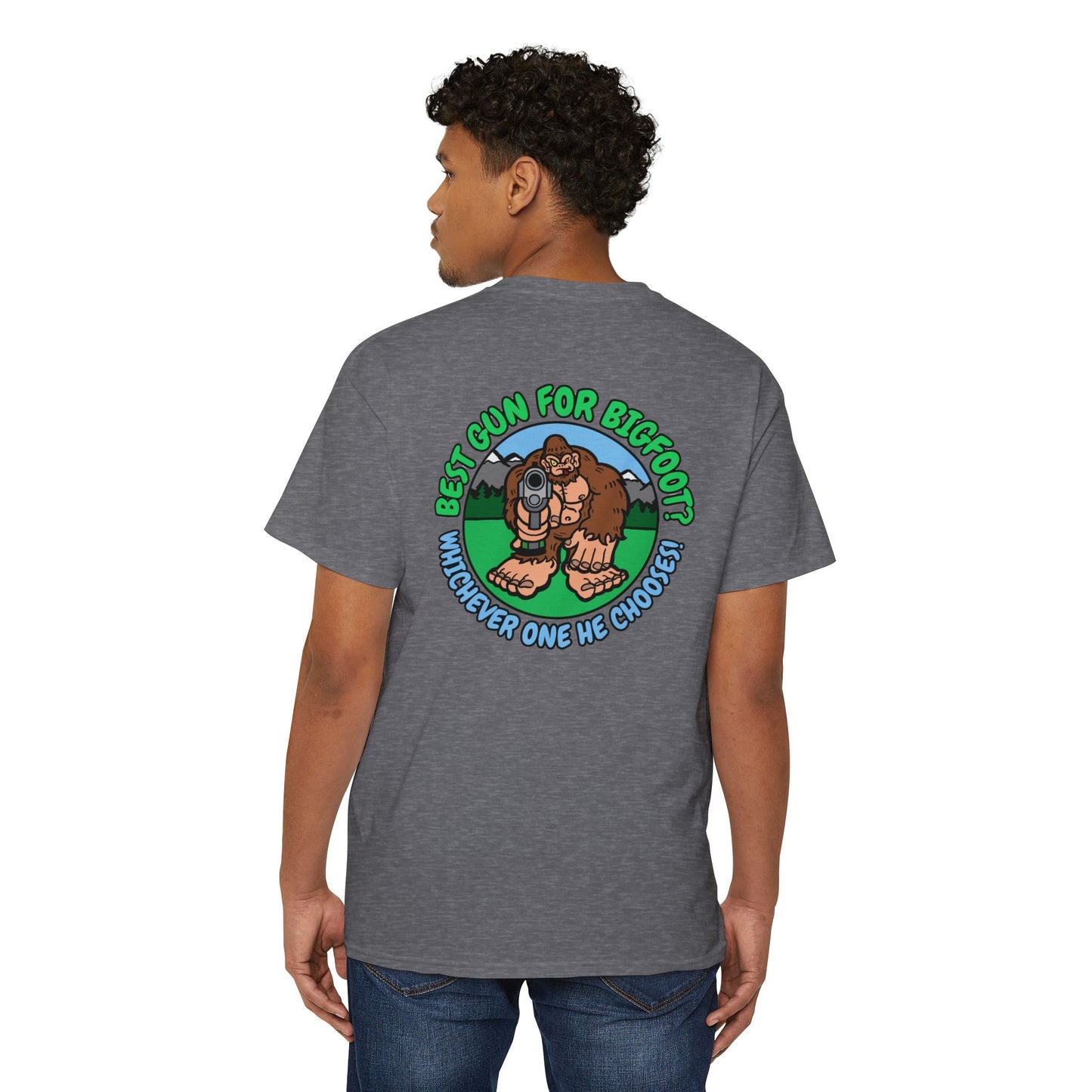 Best Gun for Bigfoot! - Unisex Heavy Cotton Pocket Tee