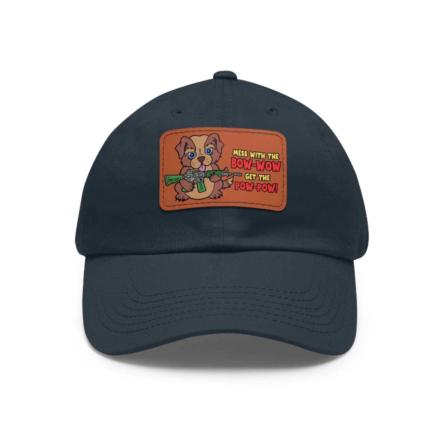 Bow-Wow/Pow-Pow! Dad Hat with Leather Patch (Rectangle)