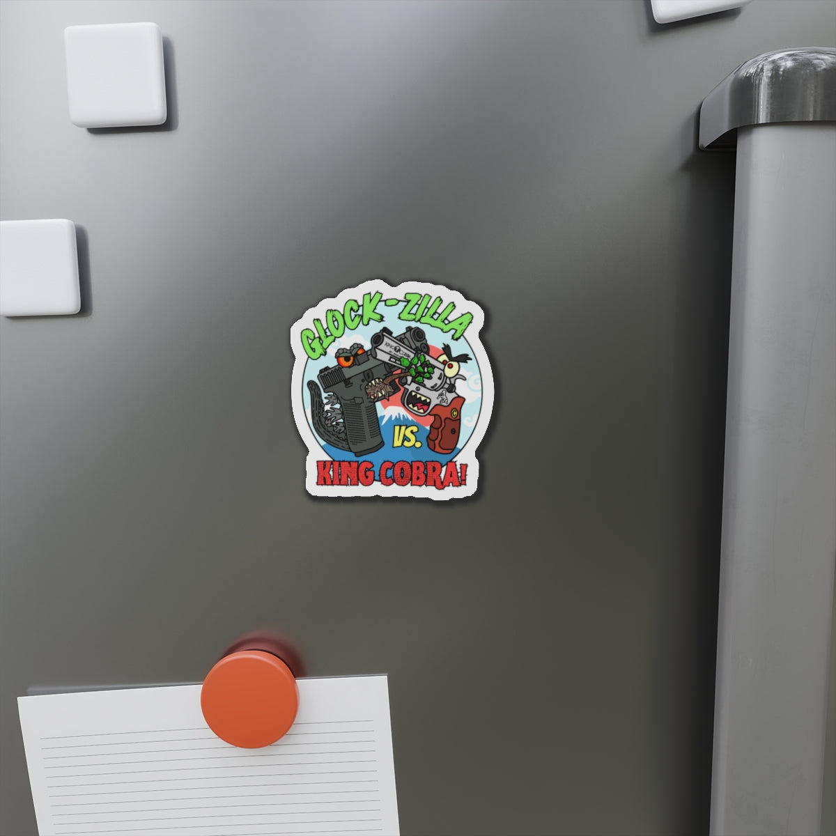 Glock-zilla vs. King Cobra! Die-Cut Magnets