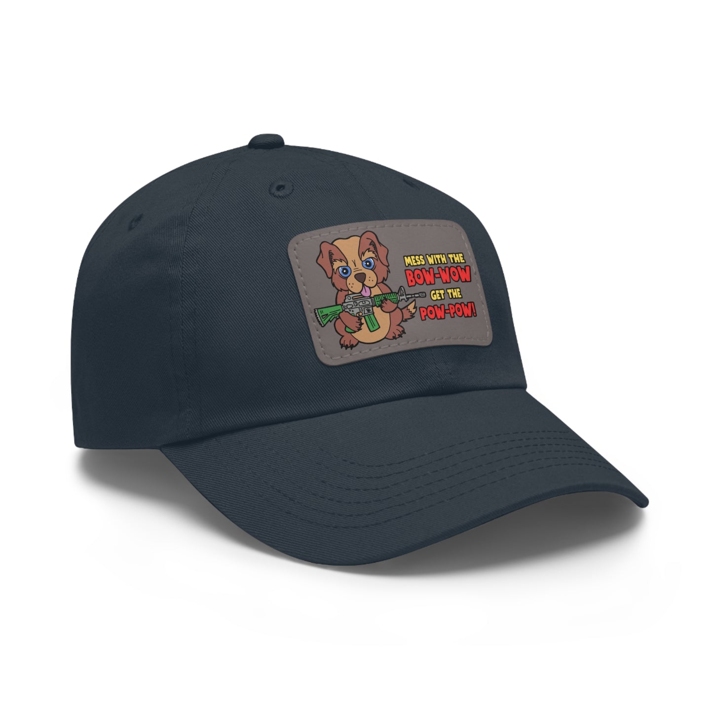 Bow-Wow/Pow-Pow! Dad Hat with Leather Patch (Rectangle)