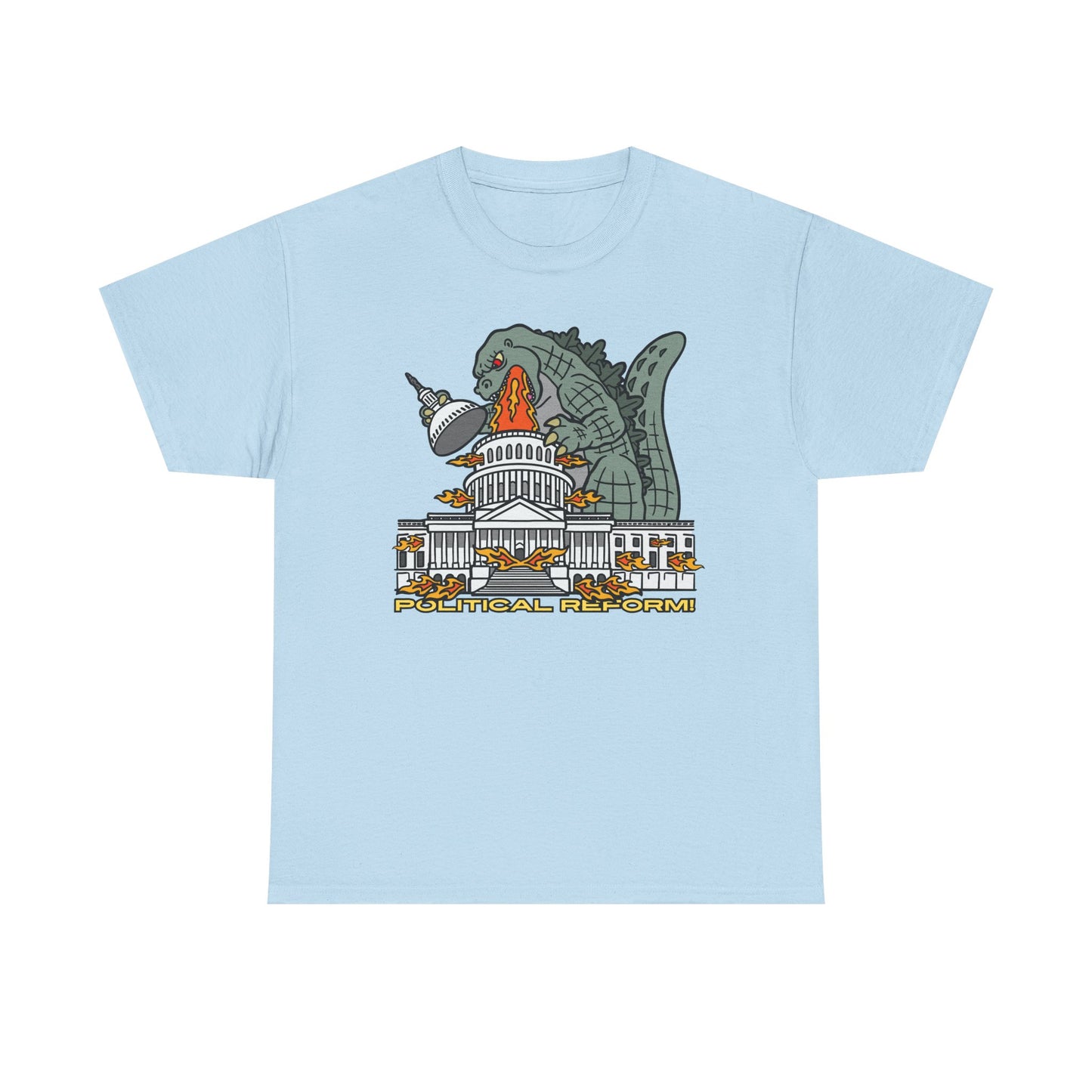 Humorous Godzilla - Political Reform! Unisex Heavy Cotton Tee