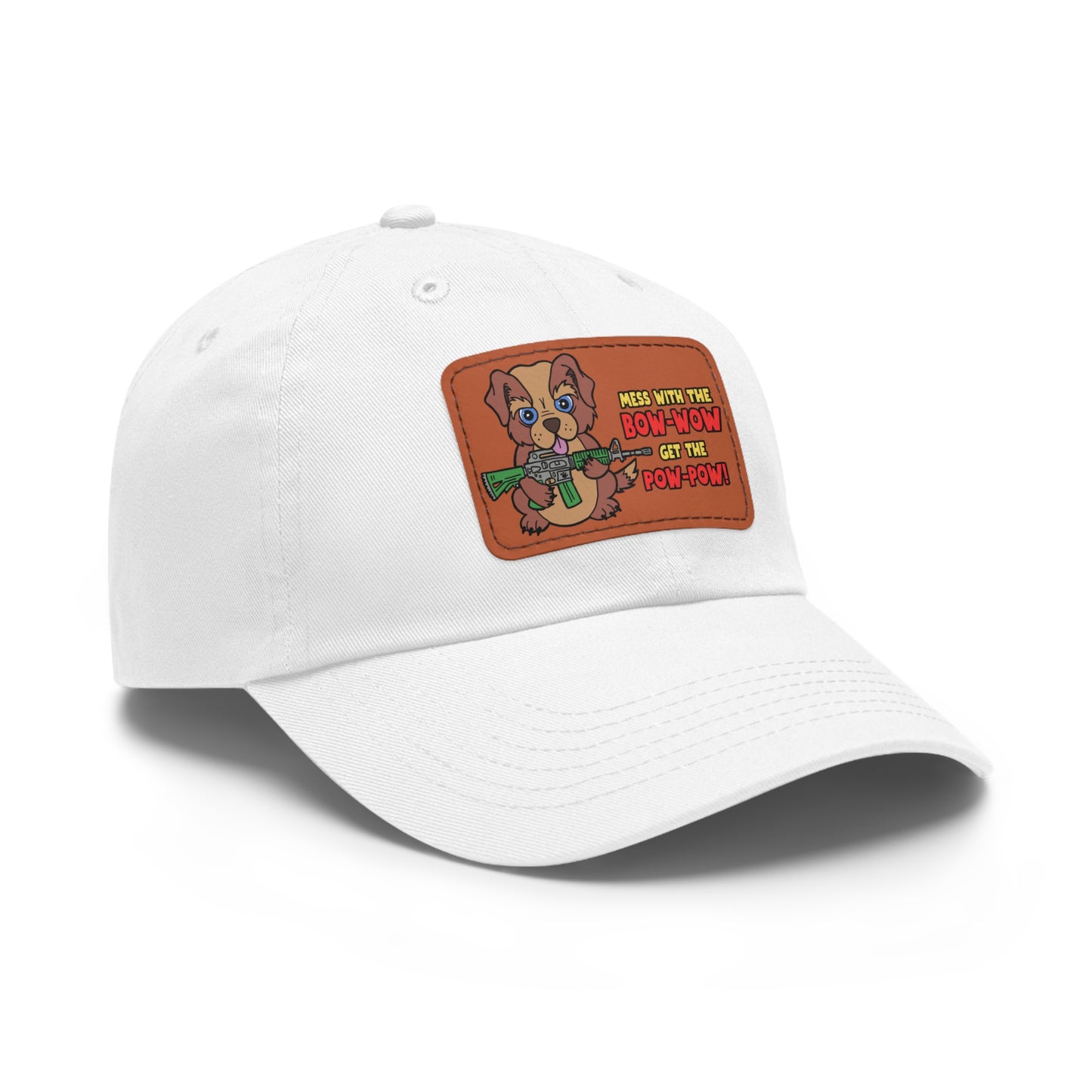 Bow-Wow/Pow-Pow! Dad Hat with Leather Patch (Rectangle)