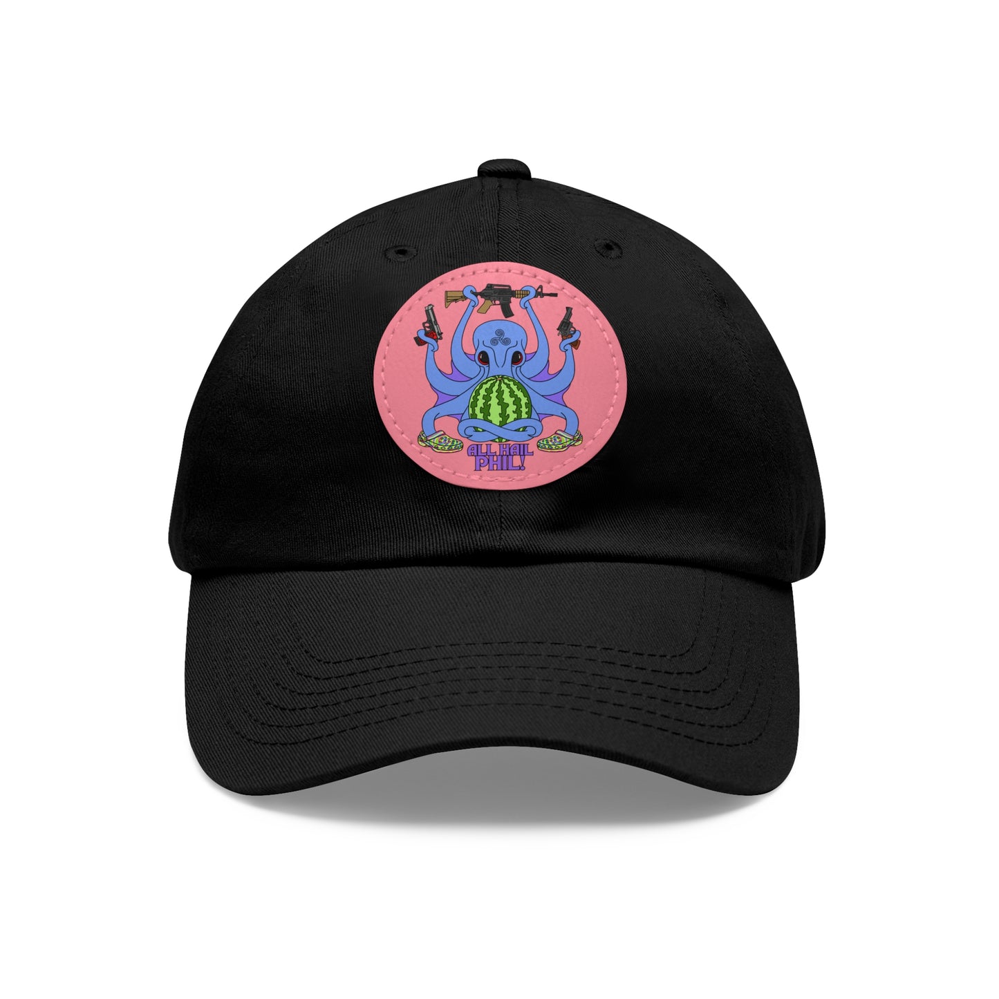 All Hail Phil! (clr) Dad Hat with Leather Patch (Round)