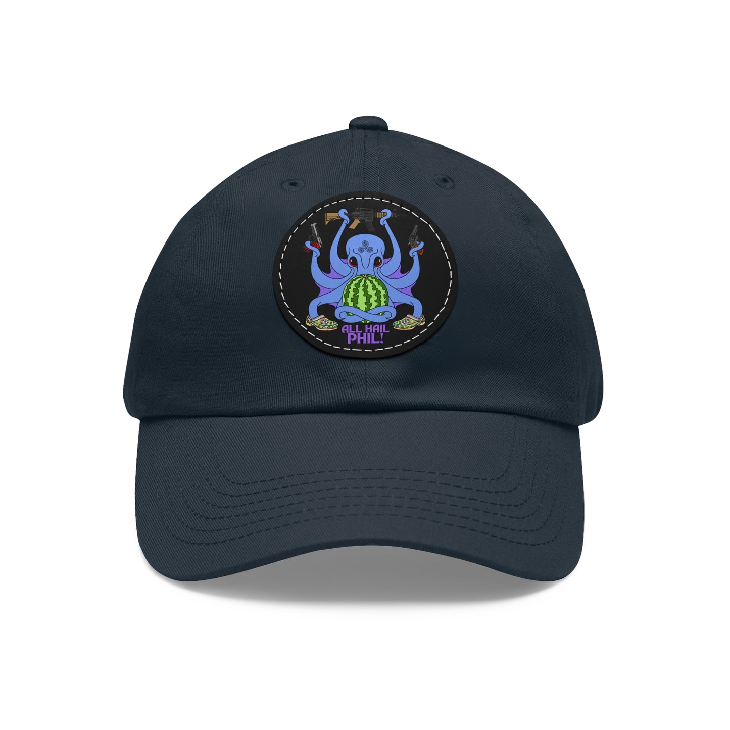 All Hail Phil! (clr) Dad Hat with Leather Patch (Round)