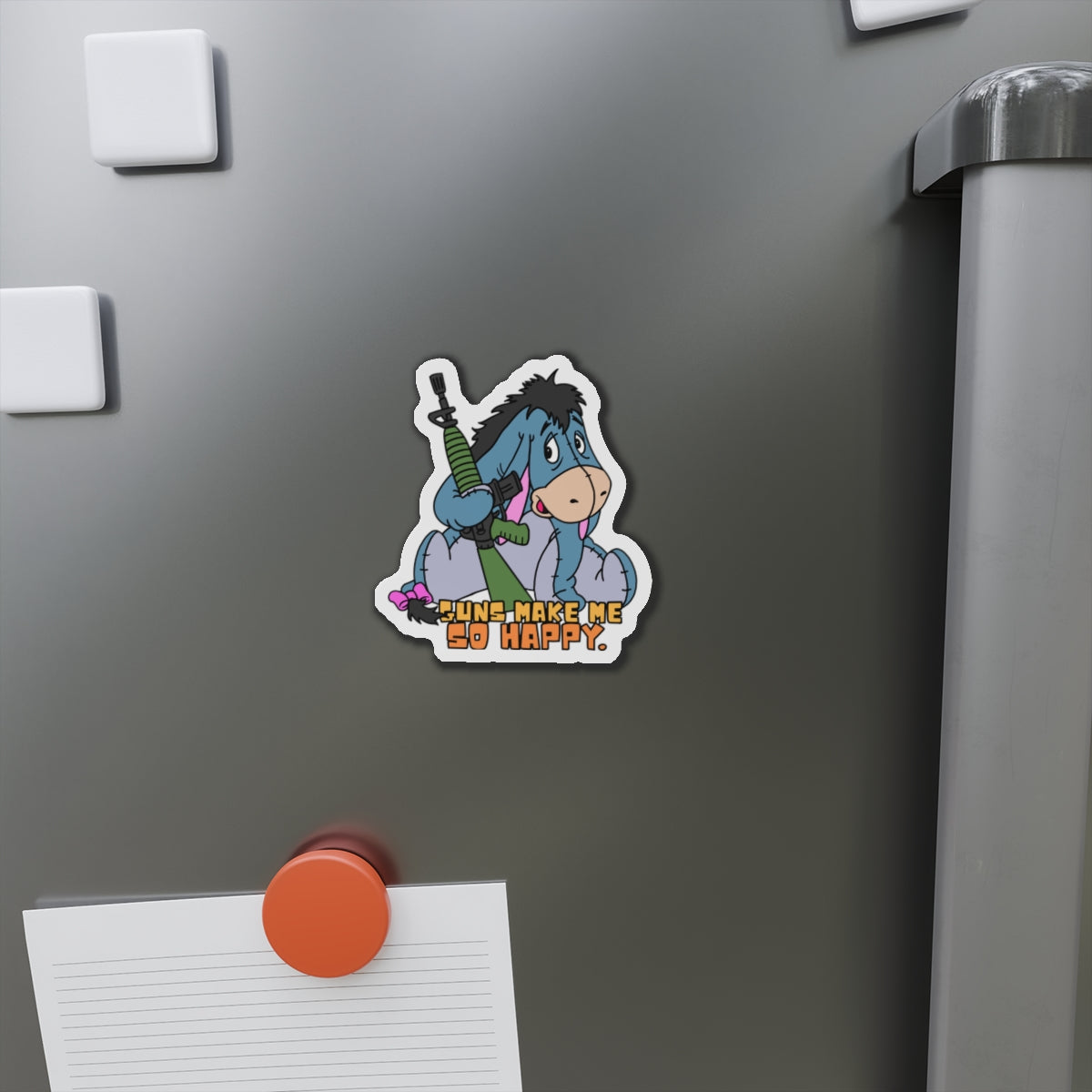Funny Eeyore Die-Cut Magnet - Guns Make Me So Happy