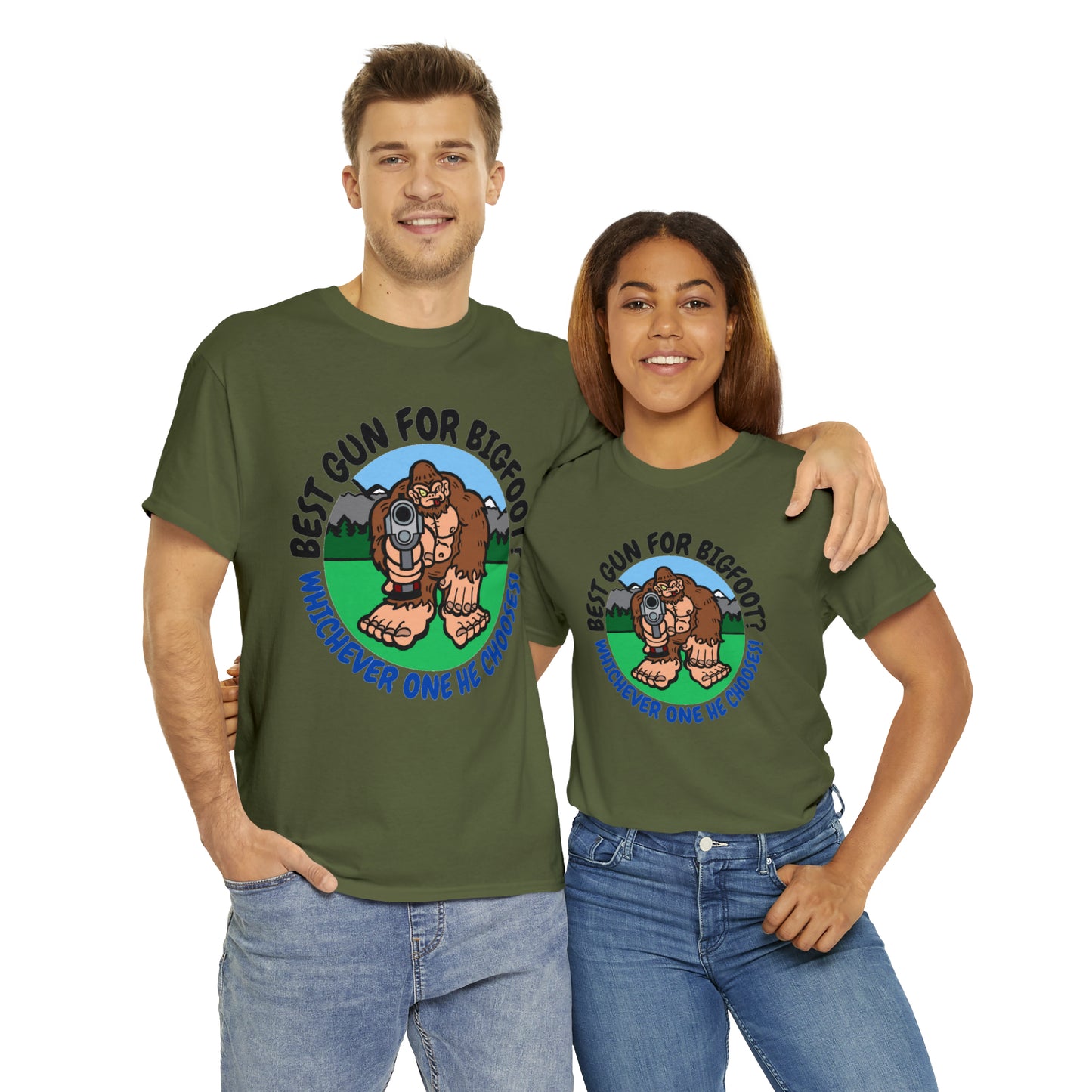 Best Gun for Bigfoot Unisex Heavy Cotton Tee