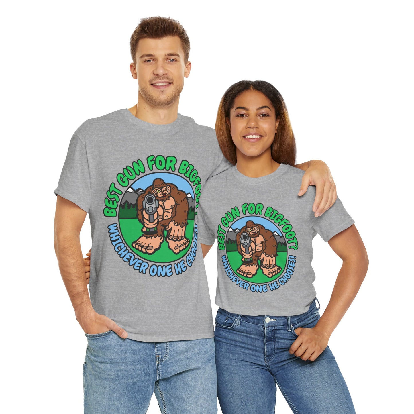 Best Gun for Bigfoot! Unisex Heavy Cotton Tee