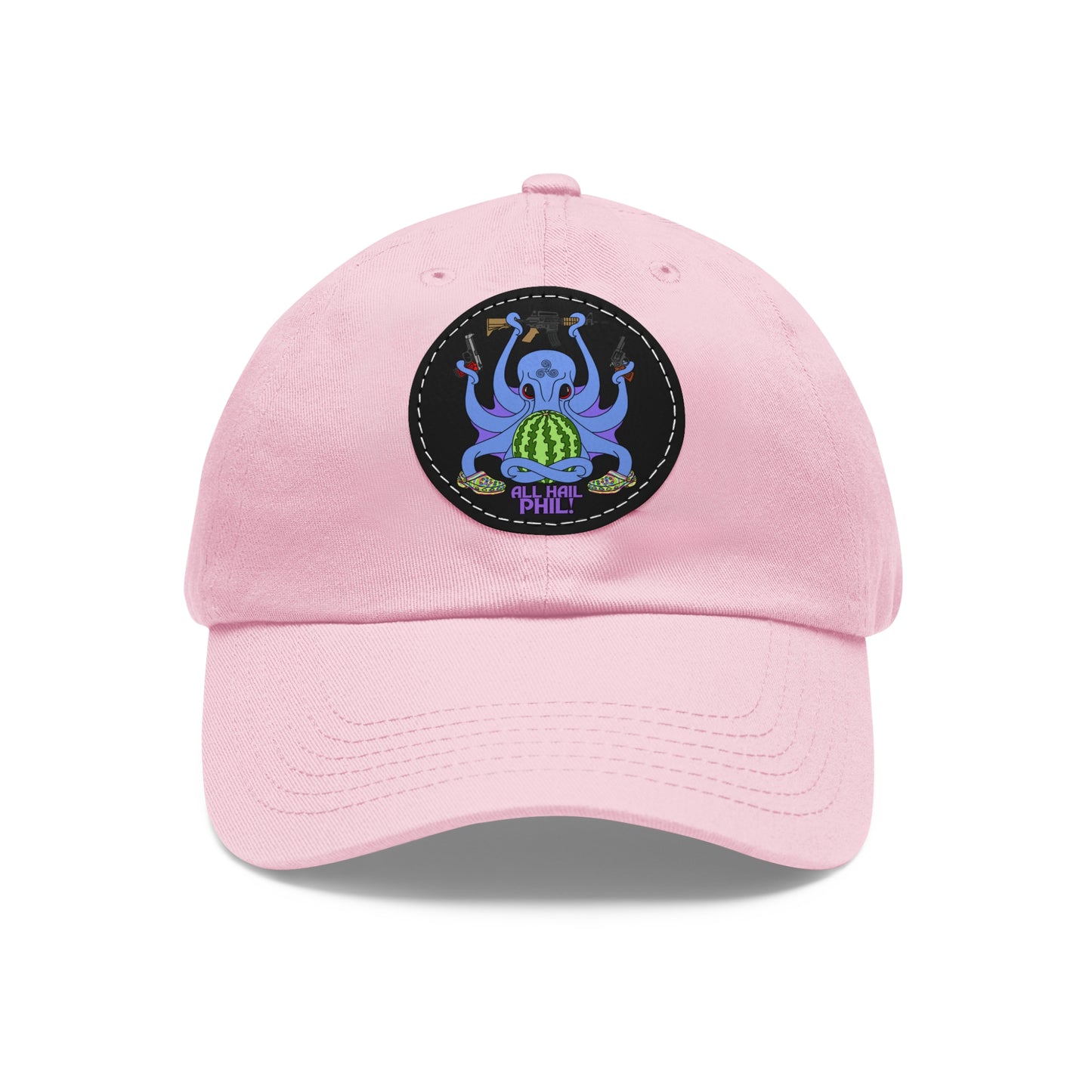 All Hail Phil! (clr) Dad Hat with Leather Patch (Round)