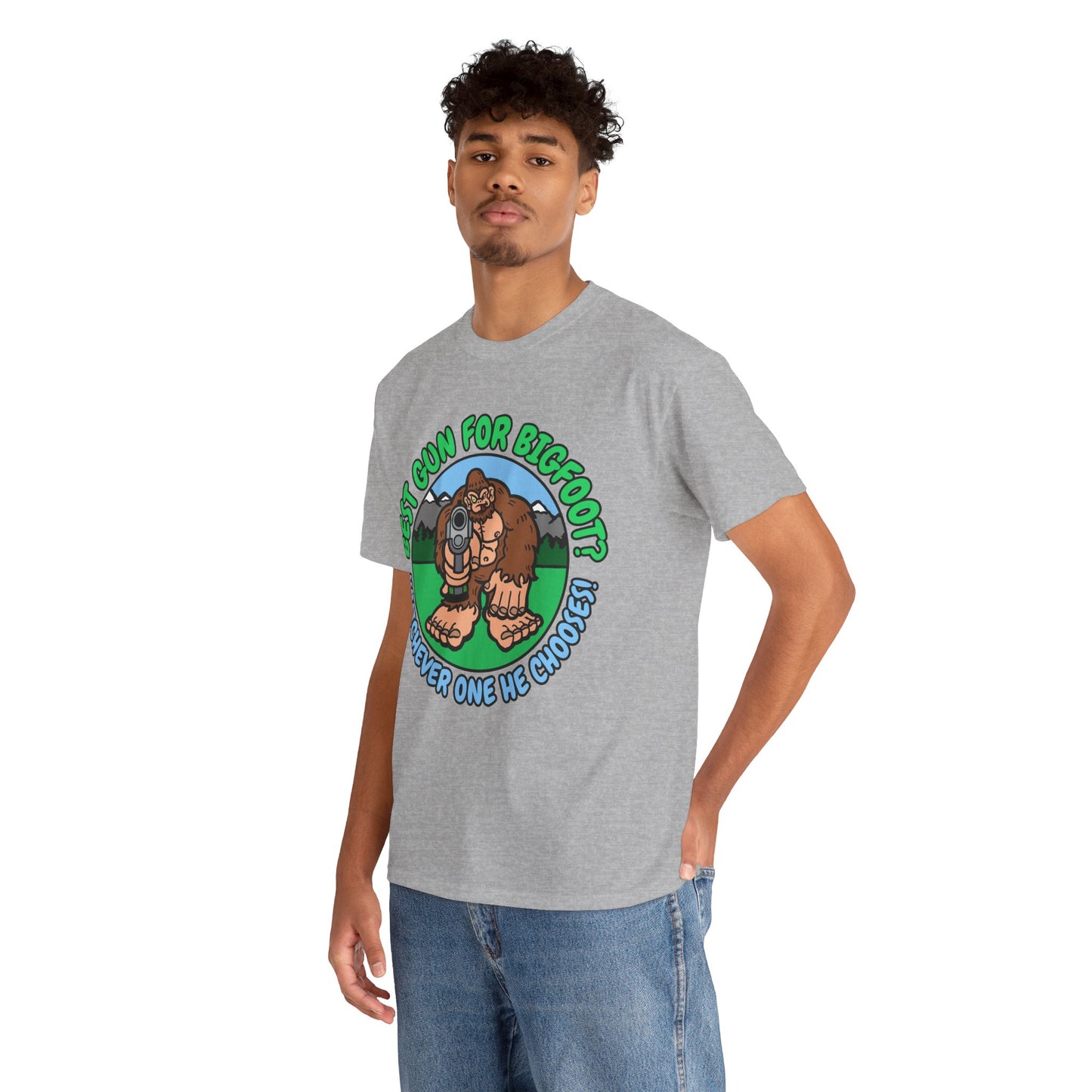 Best Gun for Bigfoot! Unisex Heavy Cotton Tee