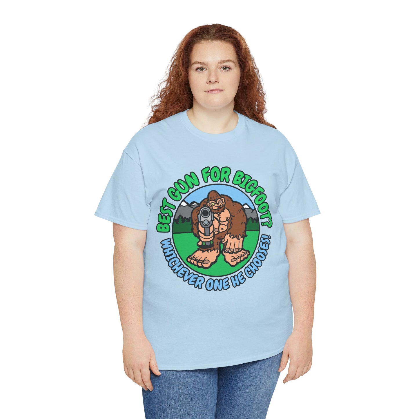 Best Gun for Bigfoot! Unisex Heavy Cotton Tee