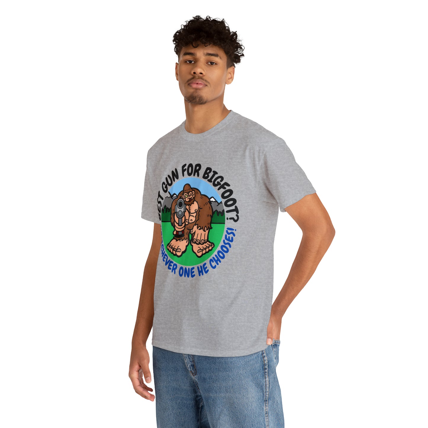 Best Gun for Bigfoot Unisex Heavy Cotton Tee