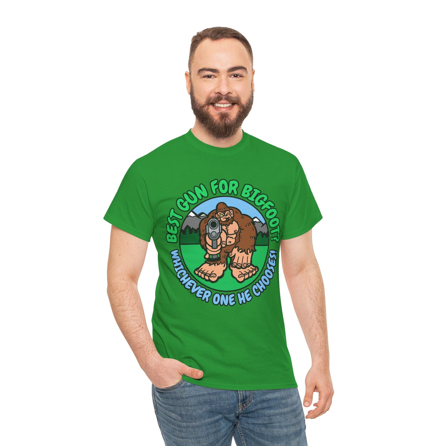 Best Gun for Bigfoot! Unisex Heavy Cotton Tee
