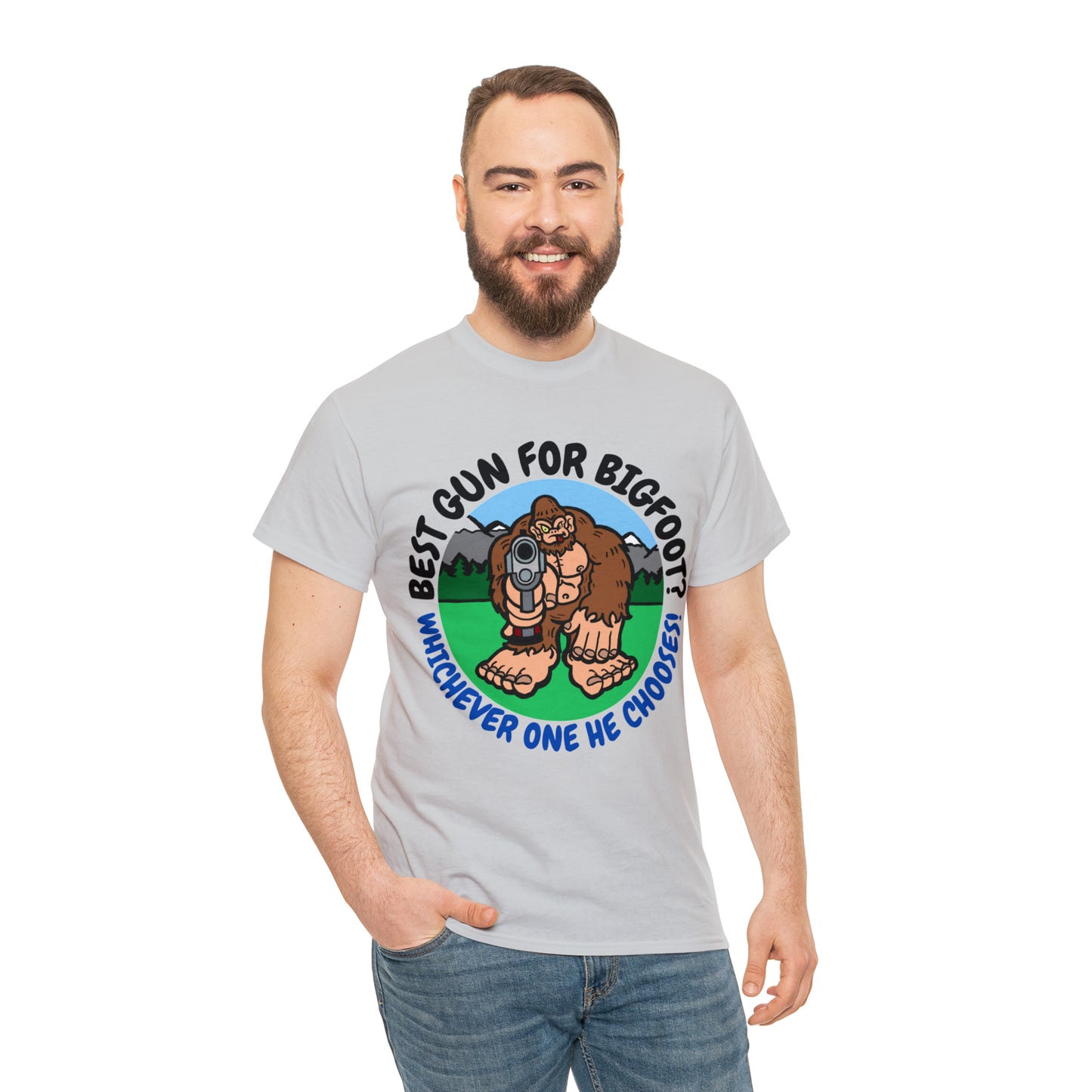 Best Gun for Bigfoot Unisex Heavy Cotton Tee