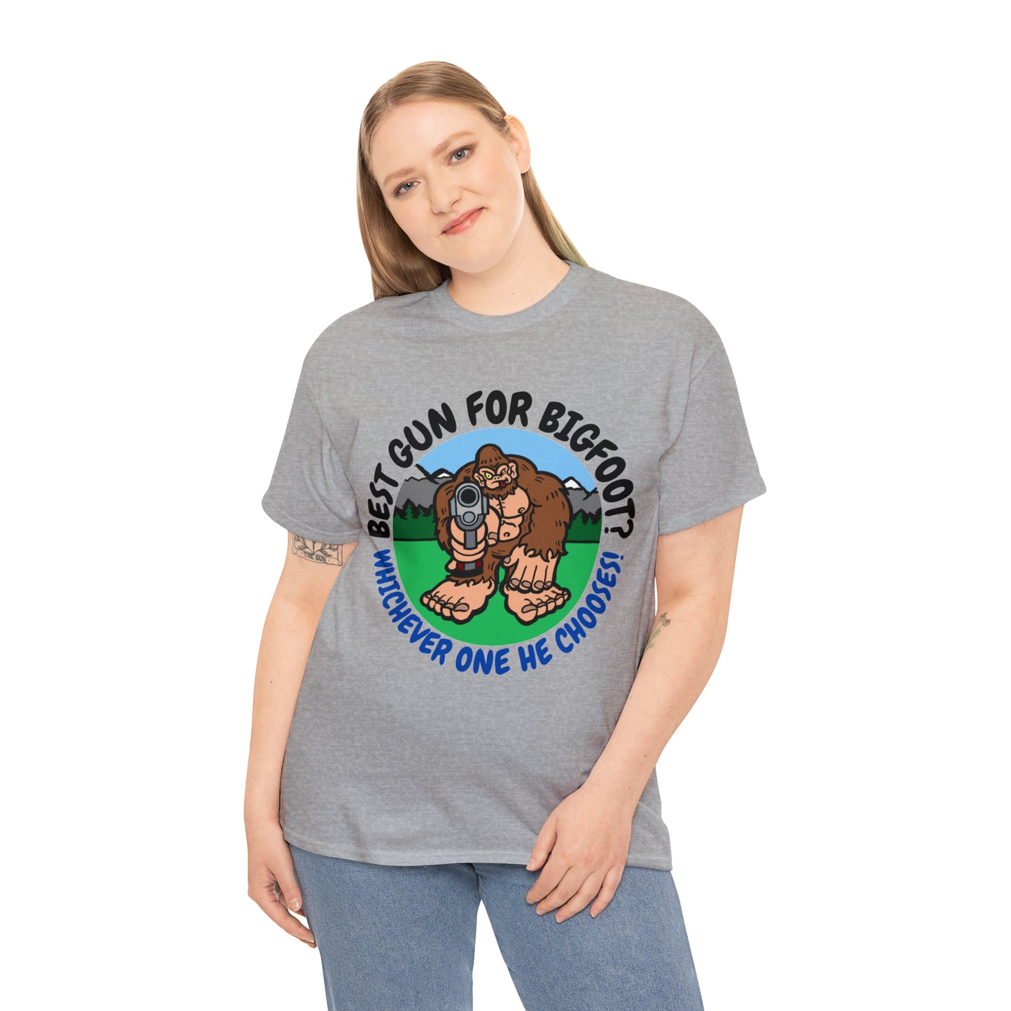 Best Gun for Bigfoot Unisex Heavy Cotton Tee