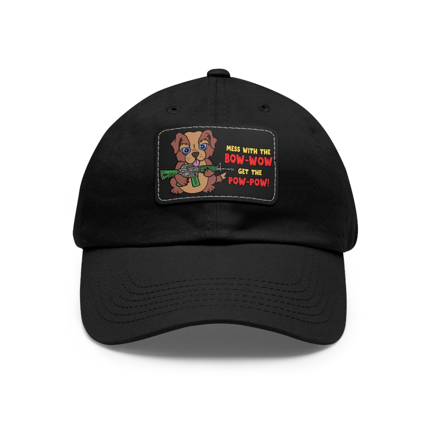 Bow-Wow/Pow-Pow! Dad Hat with Leather Patch (Rectangle)