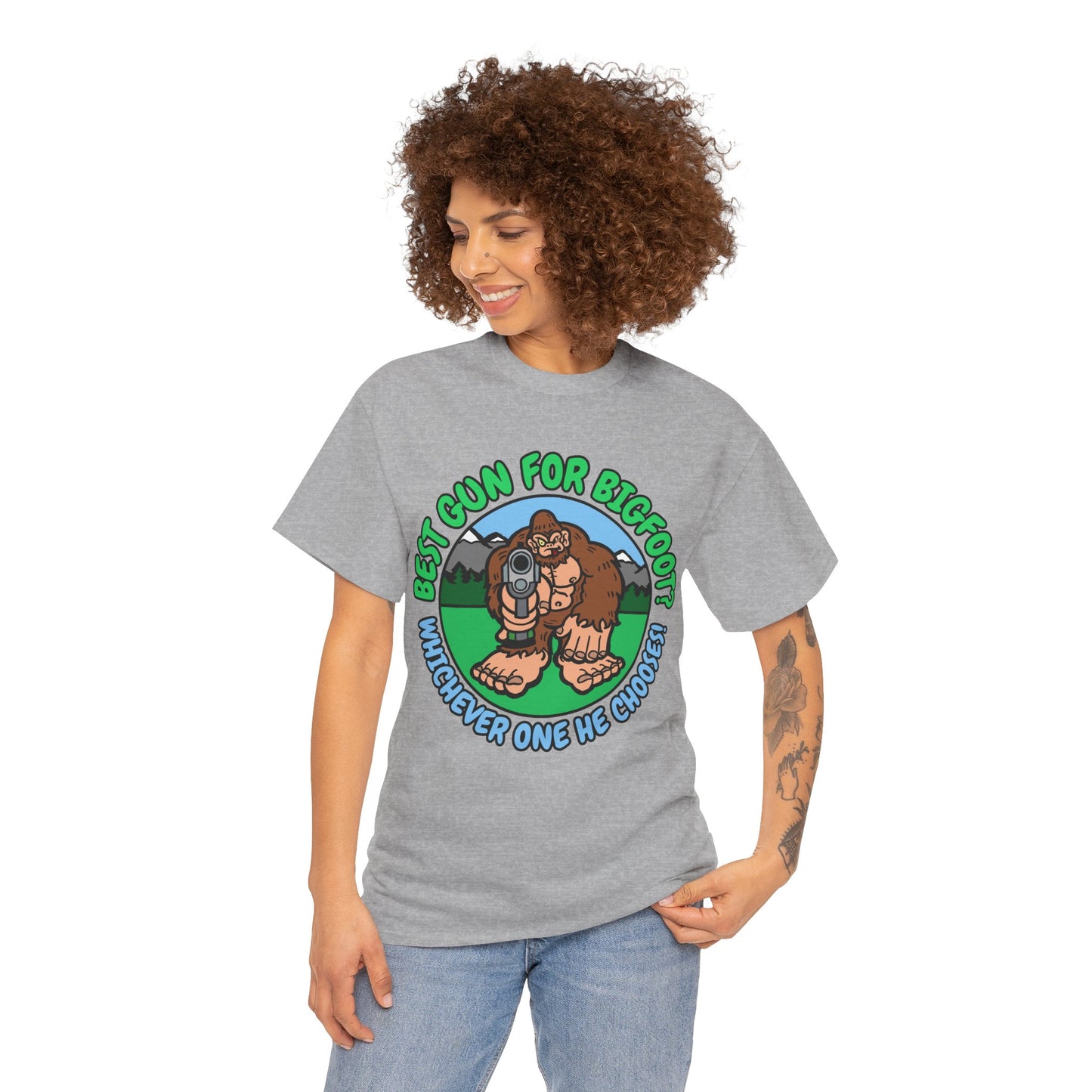 Best Gun for Bigfoot! Unisex Heavy Cotton Tee