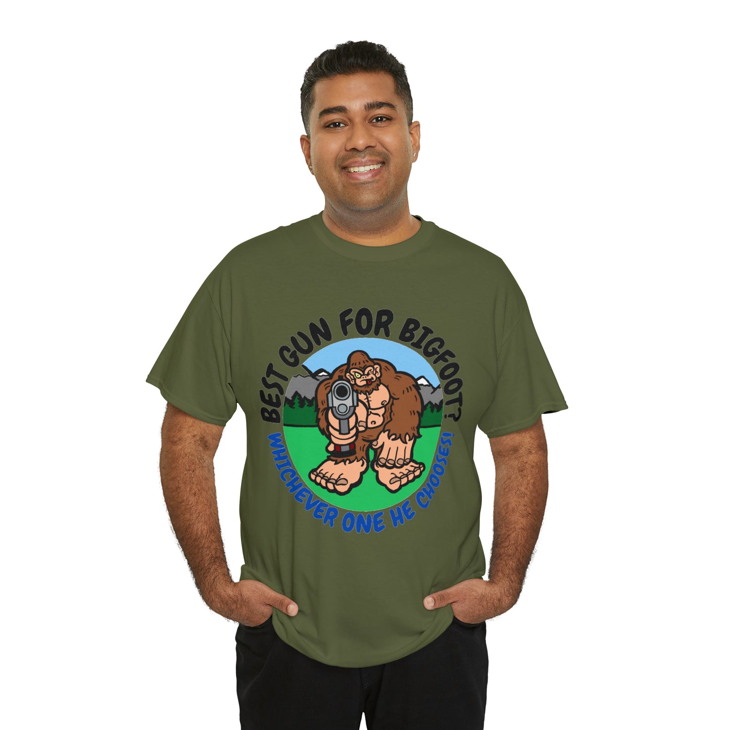 Best Gun for Bigfoot Unisex Heavy Cotton Tee