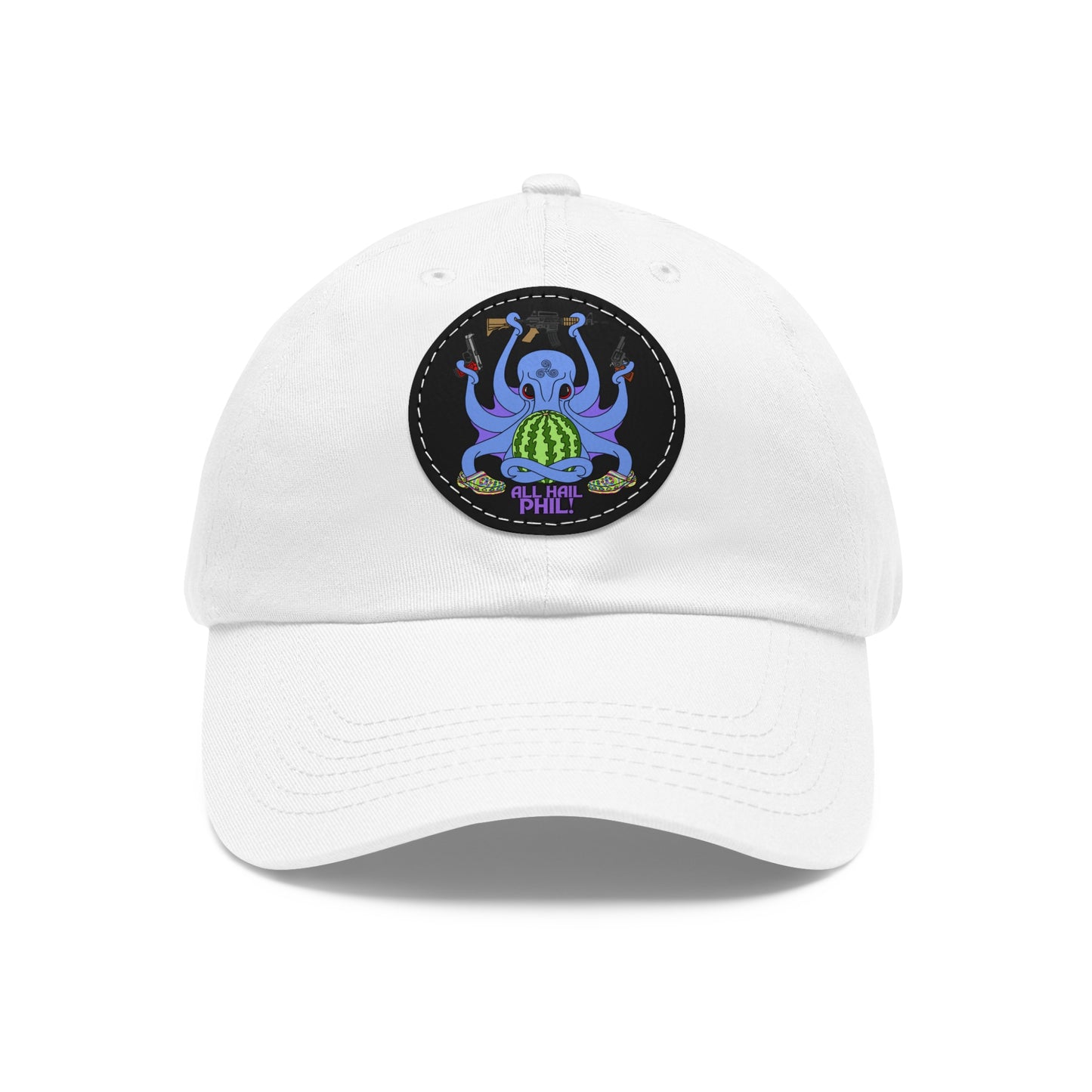 All Hail Phil! (clr) Dad Hat with Leather Patch (Round)