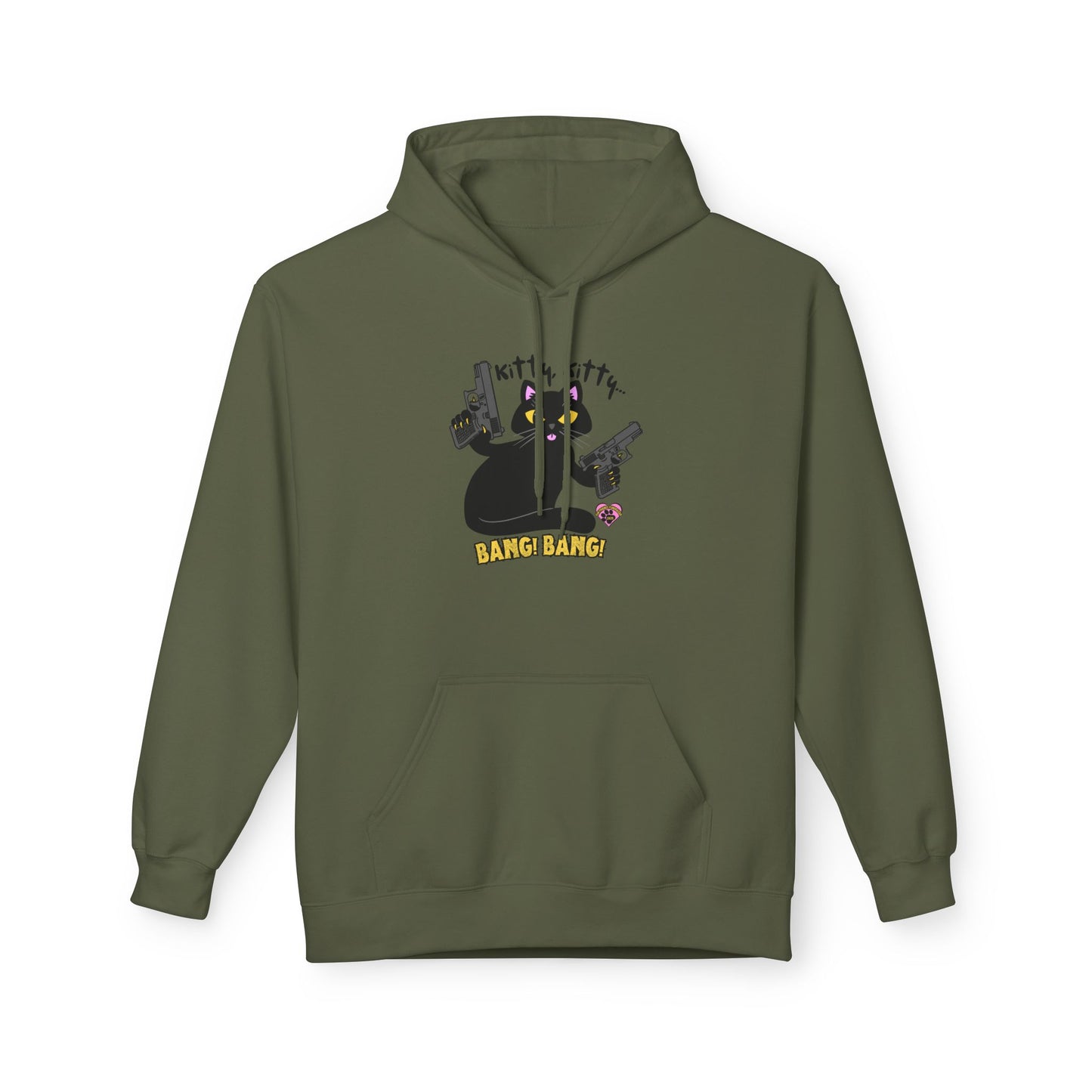 Kitty, Kitty, Bang, Bang! Unisex Midweight Softstyle Fleece Hoodie