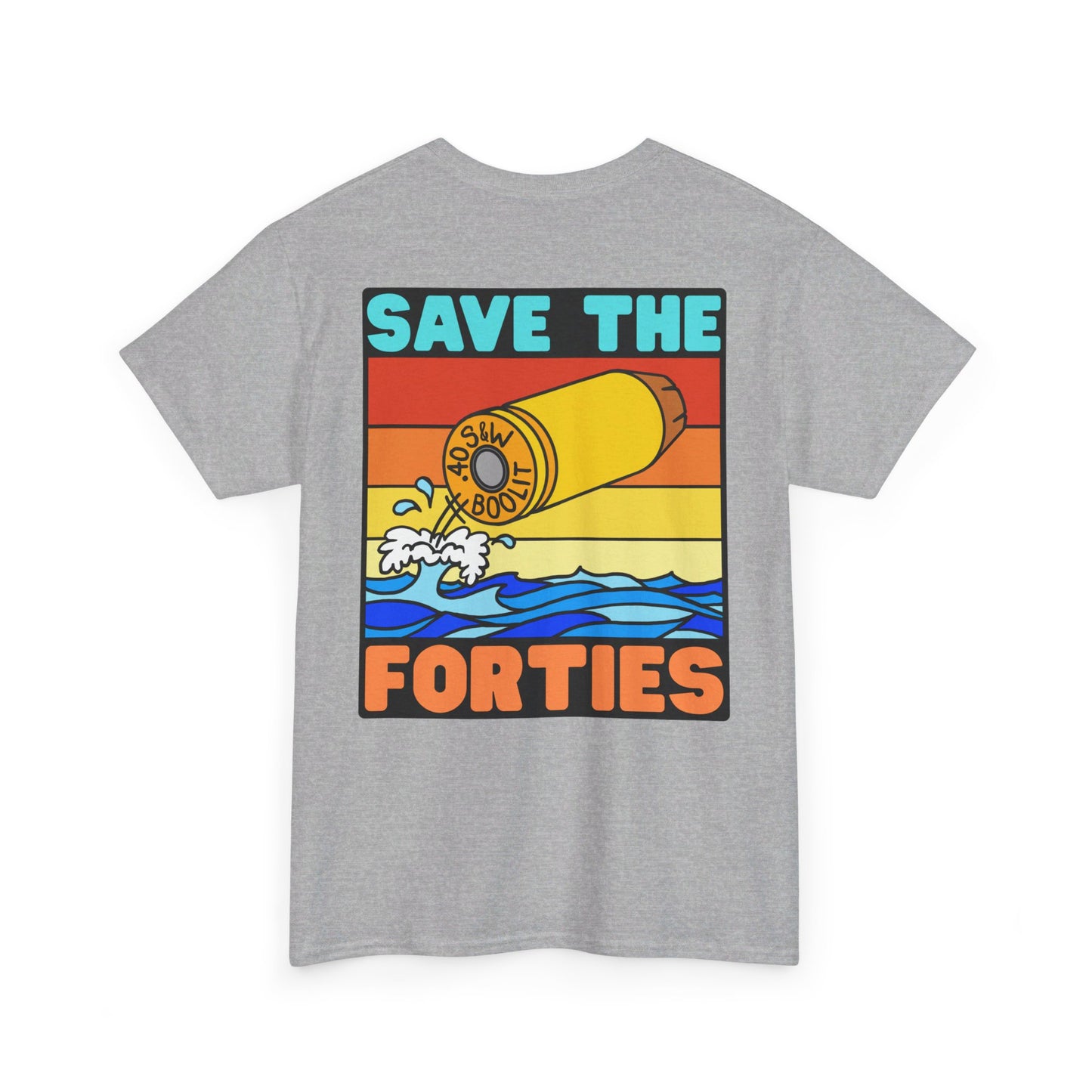 Save the Forties! (Backside Print) Unisex Heavy Cotton Tee