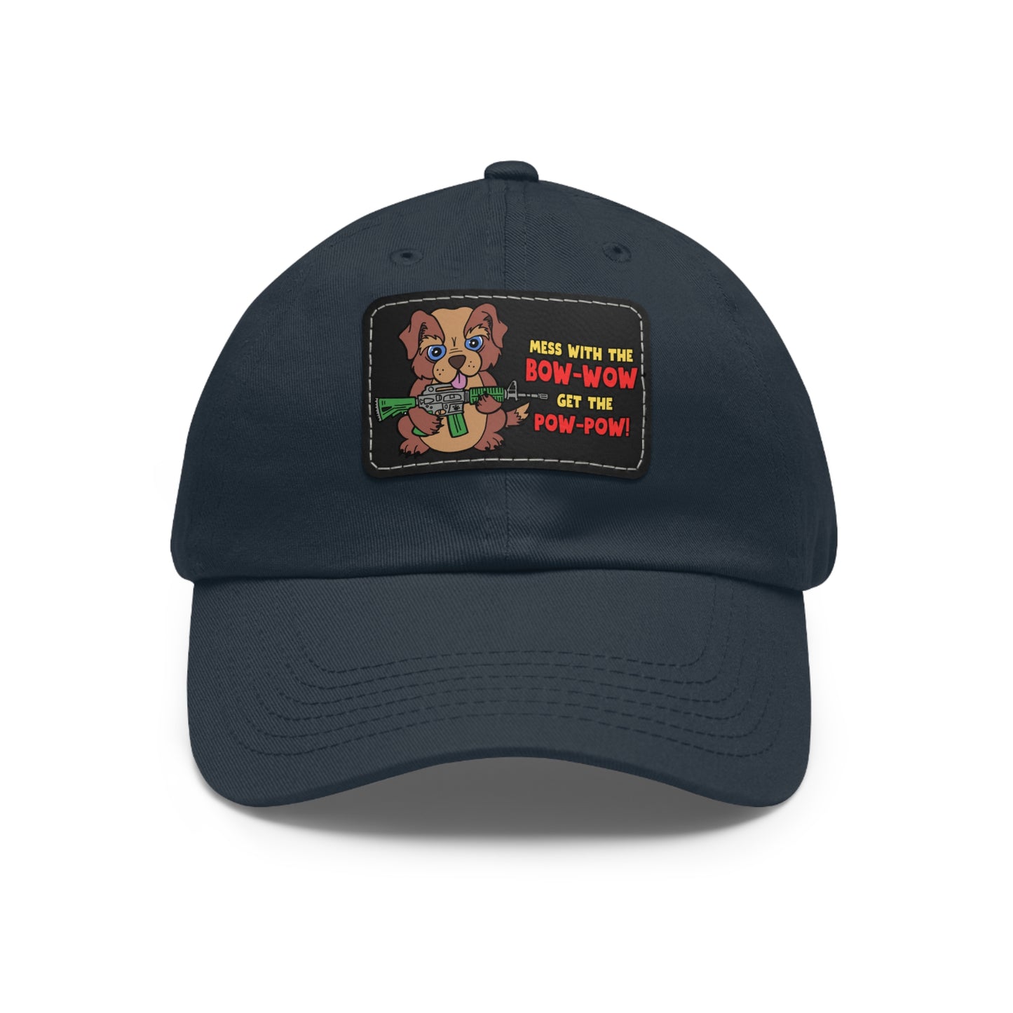 Bow-Wow/Pow-Pow! Dad Hat with Leather Patch (Rectangle)