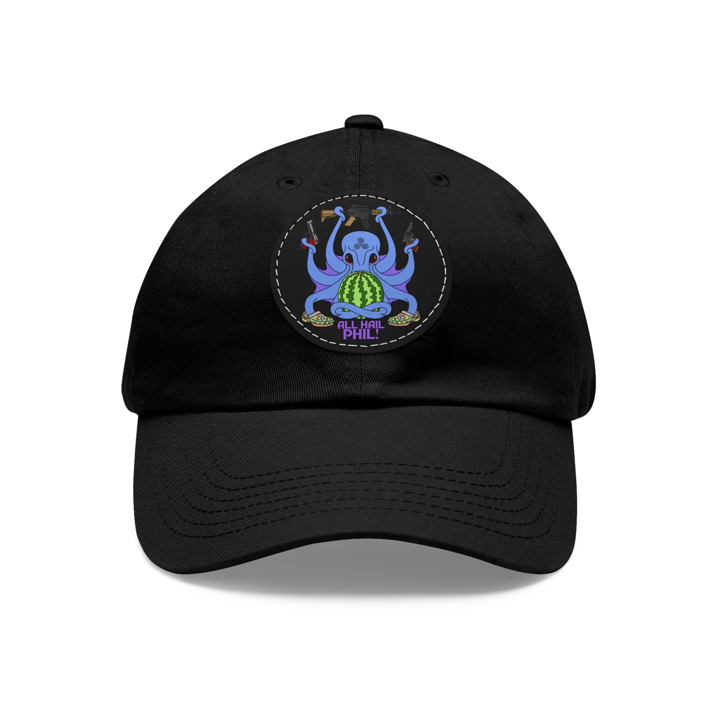 All Hail Phil! (clr) Dad Hat with Leather Patch (Round)