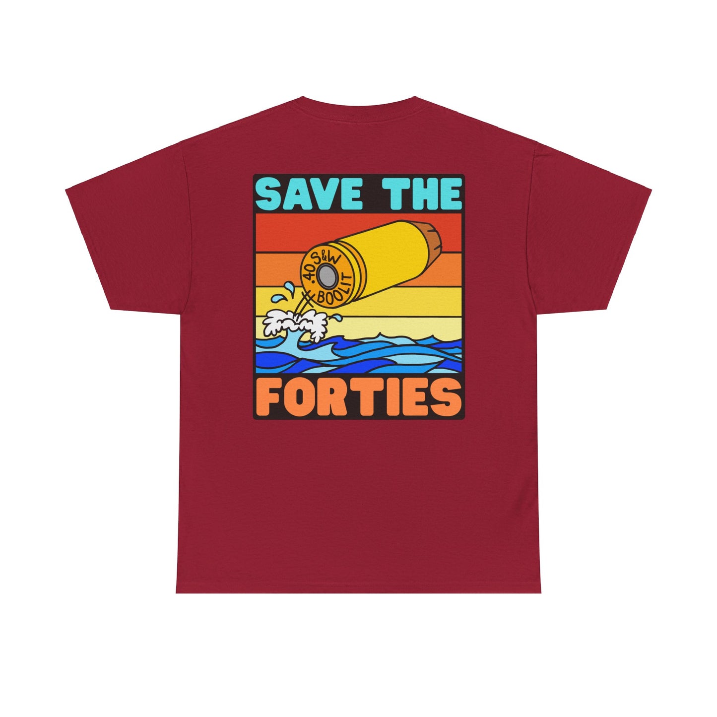 Save the Forties! (Backside Print) Unisex Heavy Cotton Tee