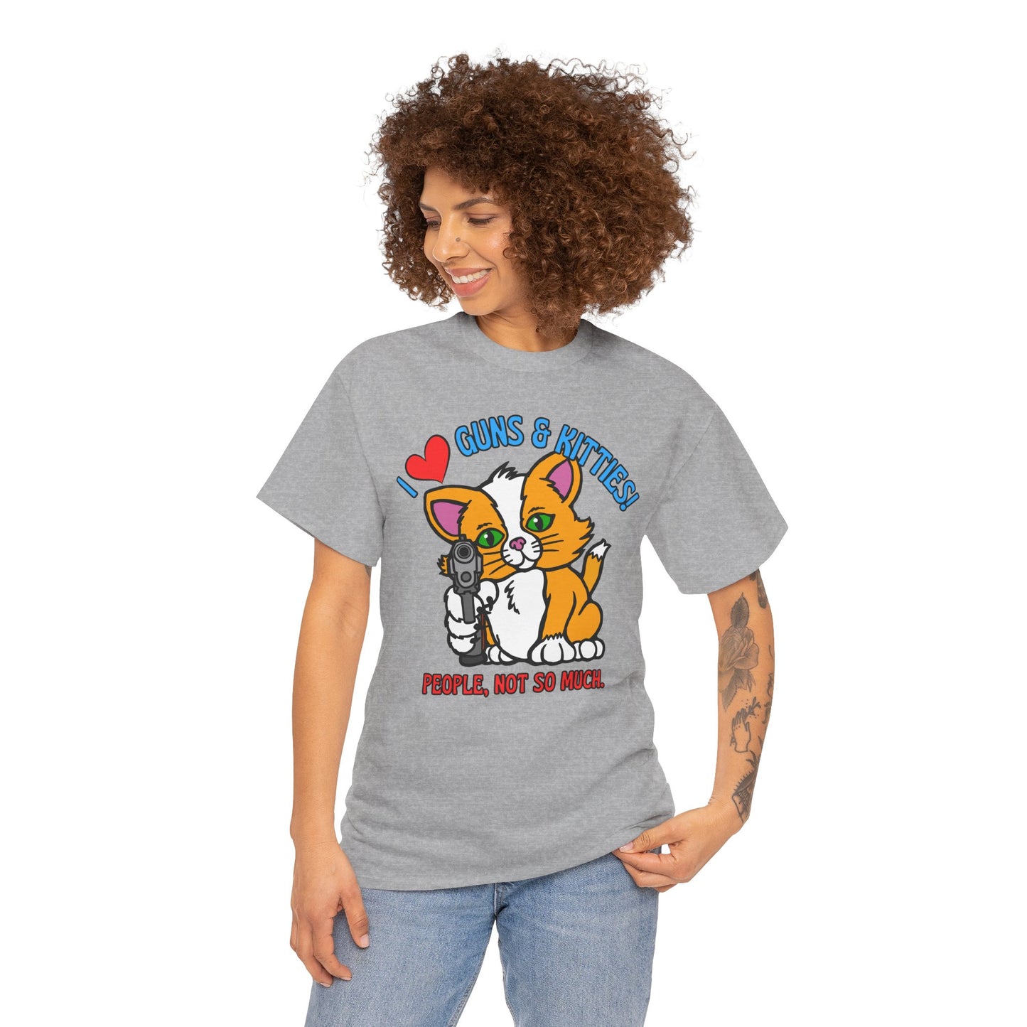 Guns & Kitties! Unisex Heavy Cotton Tee