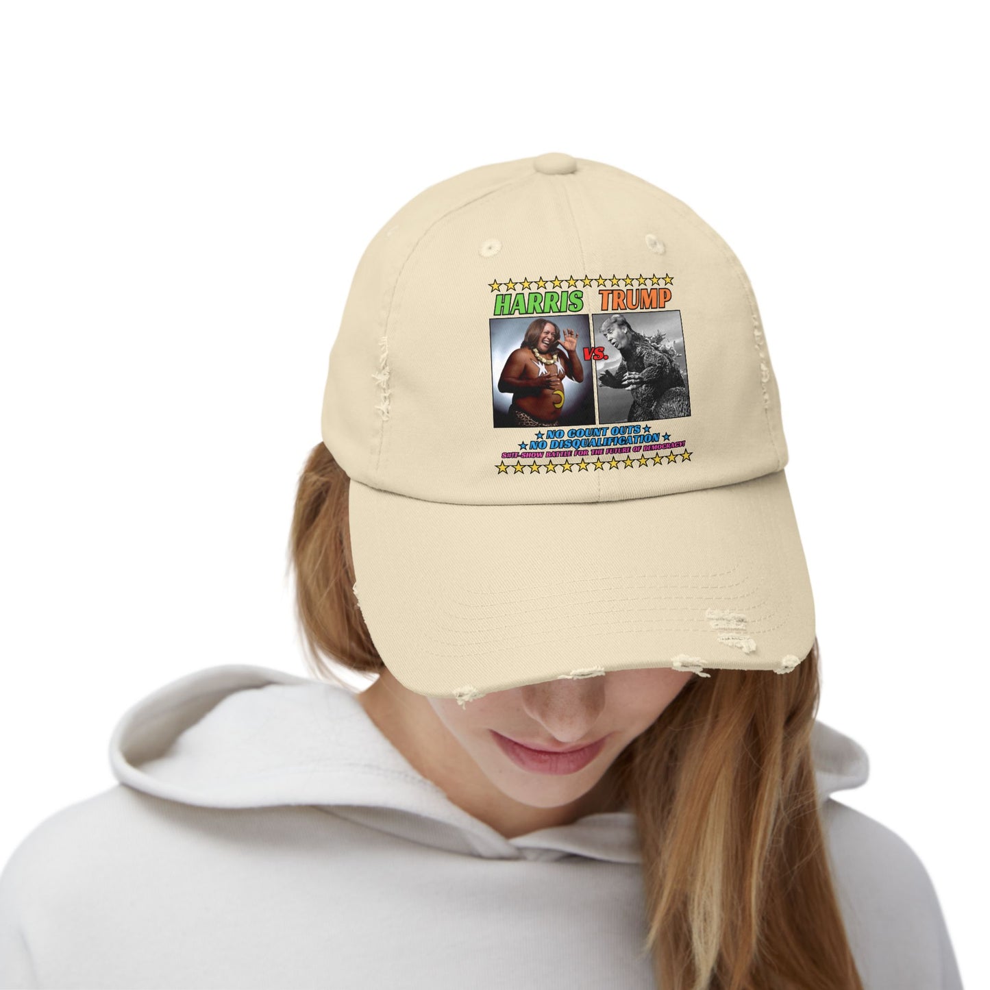 Harris v. Trump! Unisex Distressed Cap