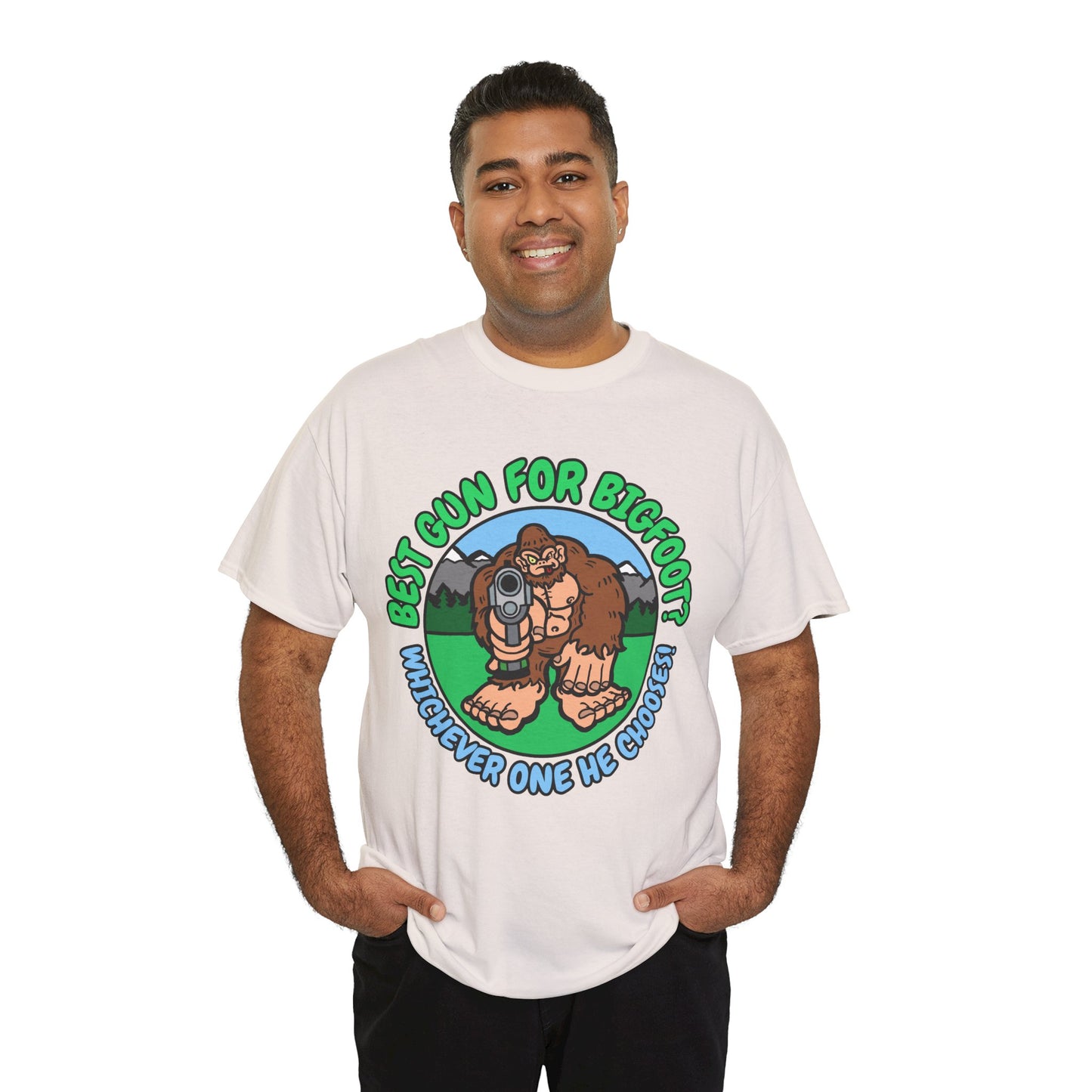 Best Gun for Bigfoot! Unisex Heavy Cotton Tee