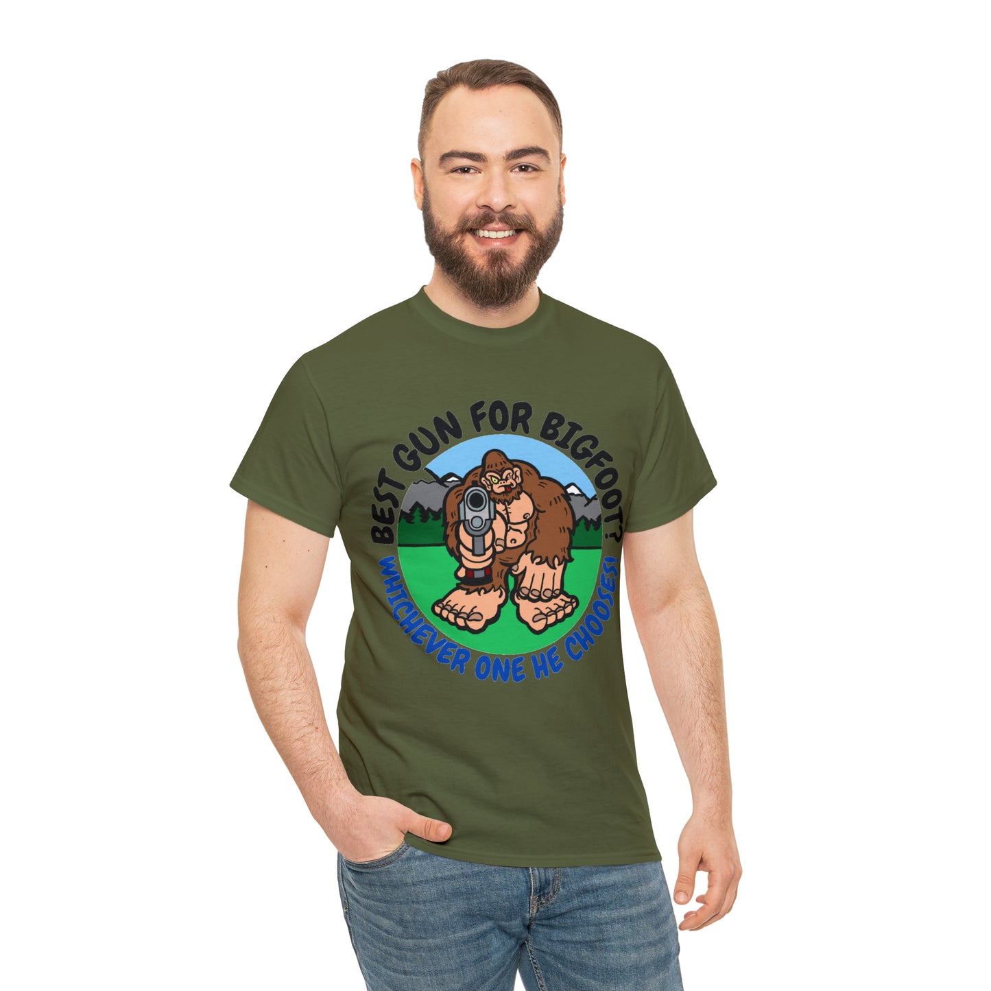 Best Gun for Bigfoot Unisex Heavy Cotton Tee