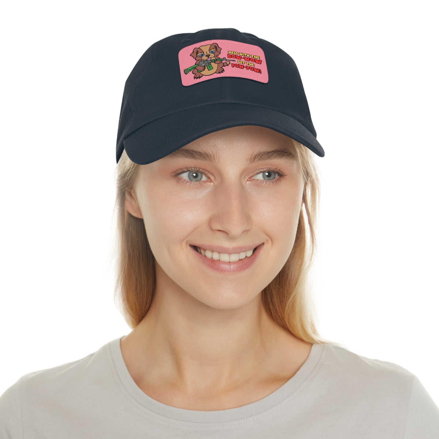 Bow-Wow/Pow-Pow! Dad Hat with Leather Patch (Rectangle)