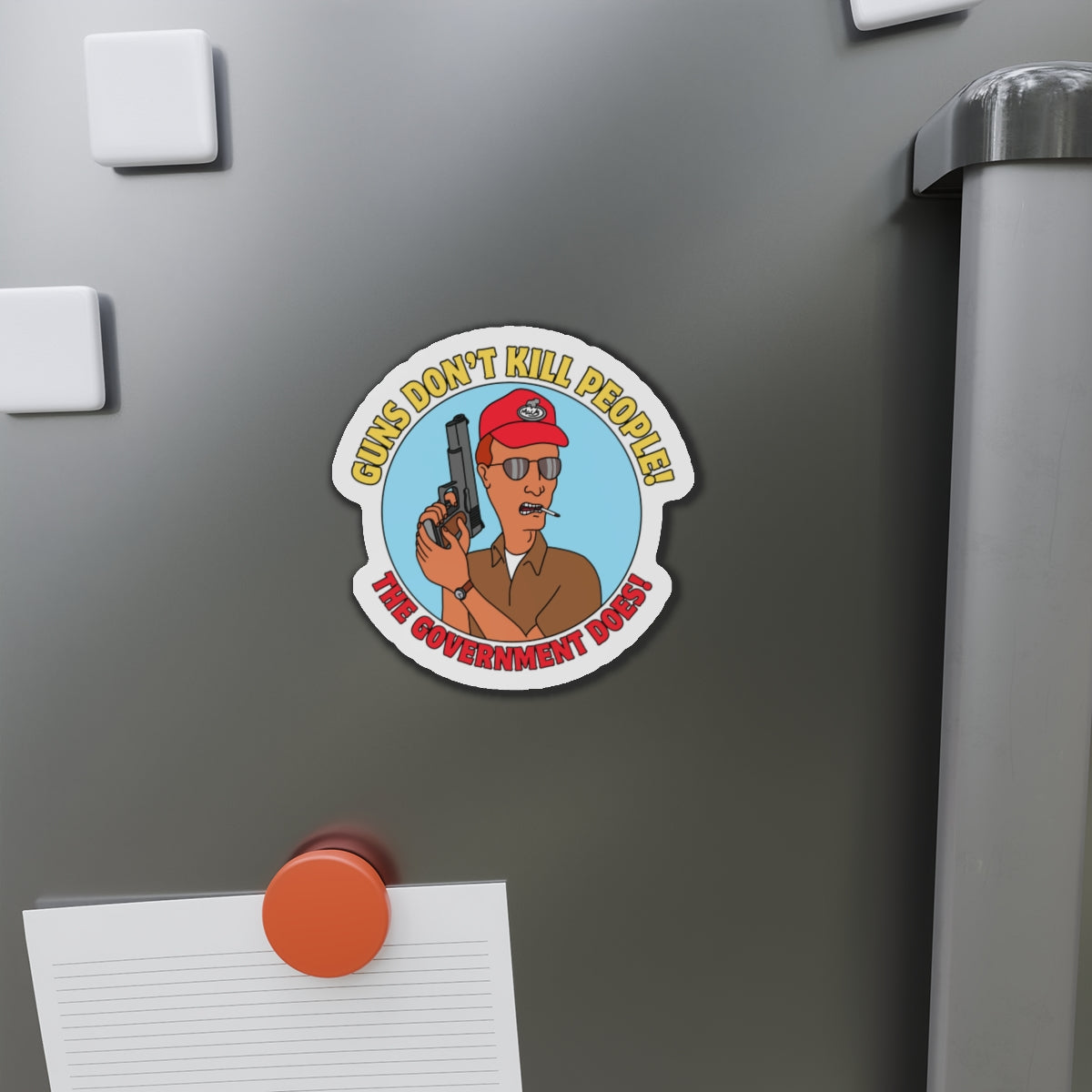 Guns Don't Kill People... Humorous Die-Cut Magnet