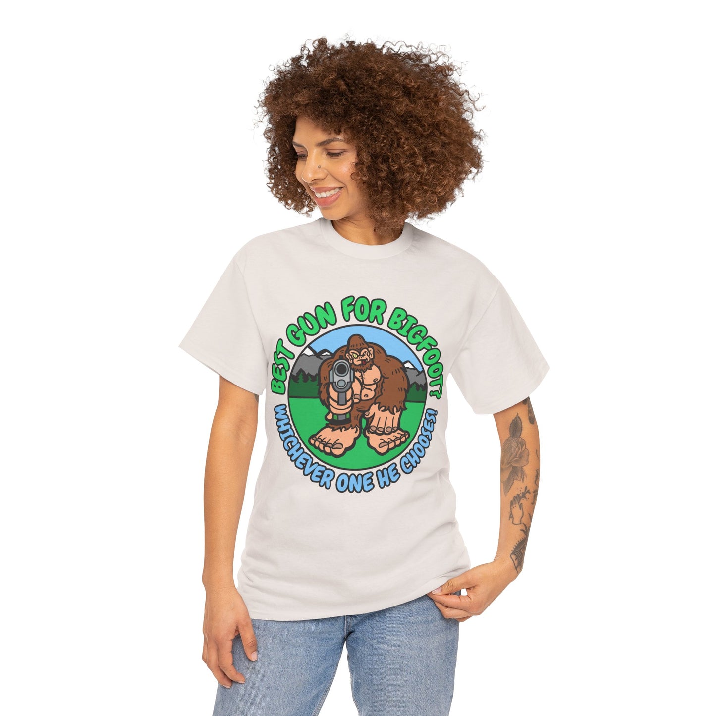 Best Gun for Bigfoot! Unisex Heavy Cotton Tee