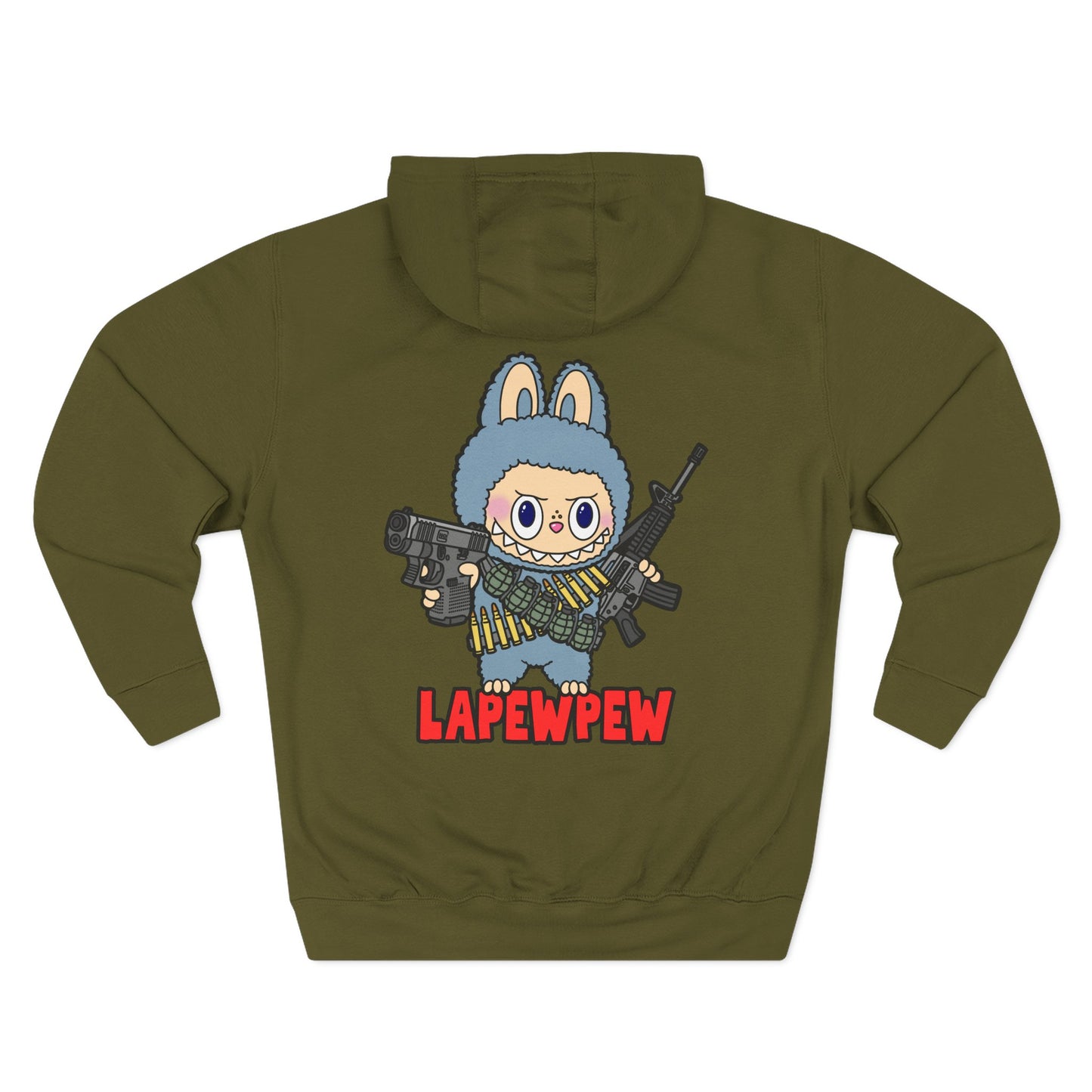 Lapewpew! Three-Panel Fleece Hoodie (Backside Print)